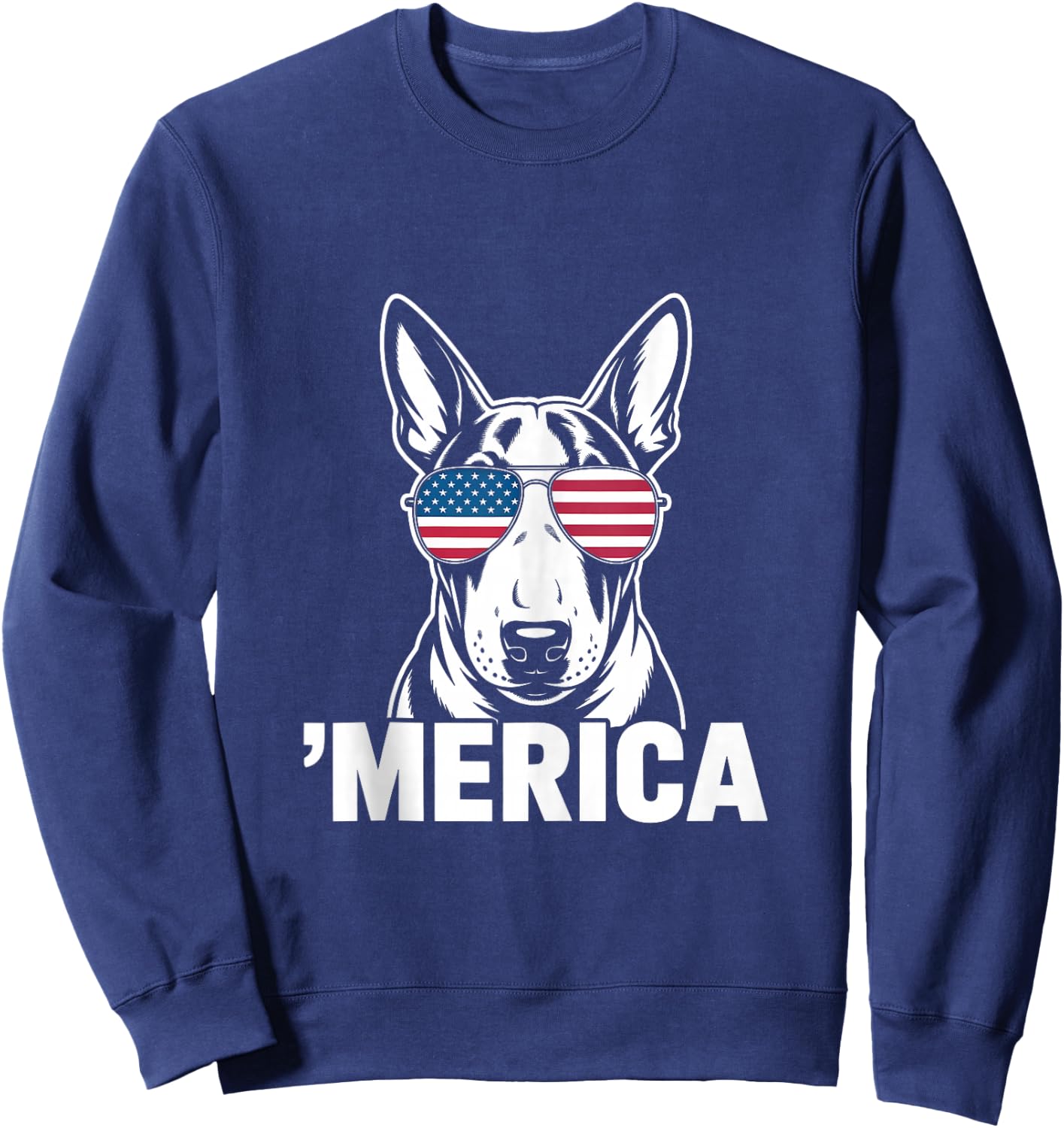 Patriotic USA American Flag 4th of July Bull Terrier Sweatshirt - Sweatshirt | Navy