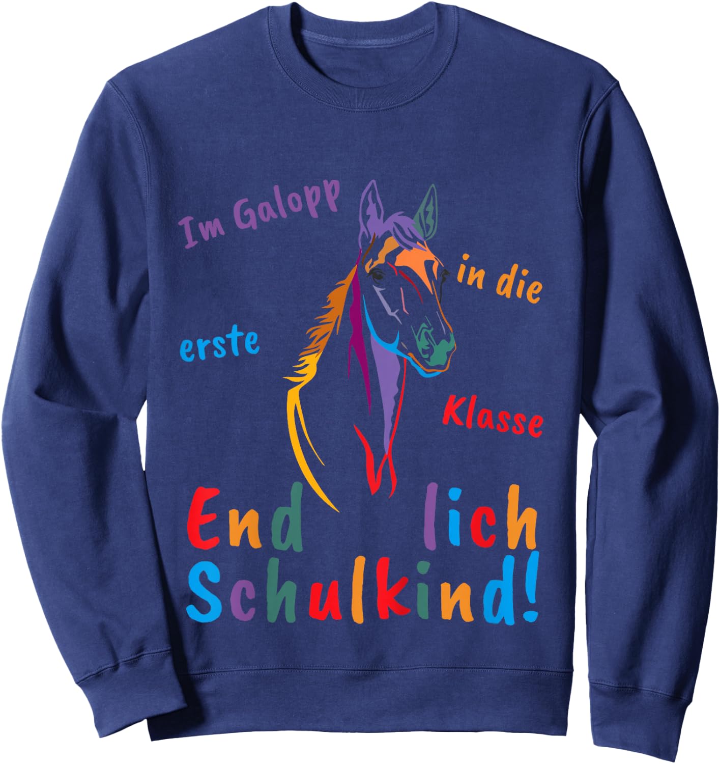 Kinder Schultüte Pferd Einschulung Mädchen Outfit Schulkind 2024 Sweatshirt - Sweatshirt | Navy