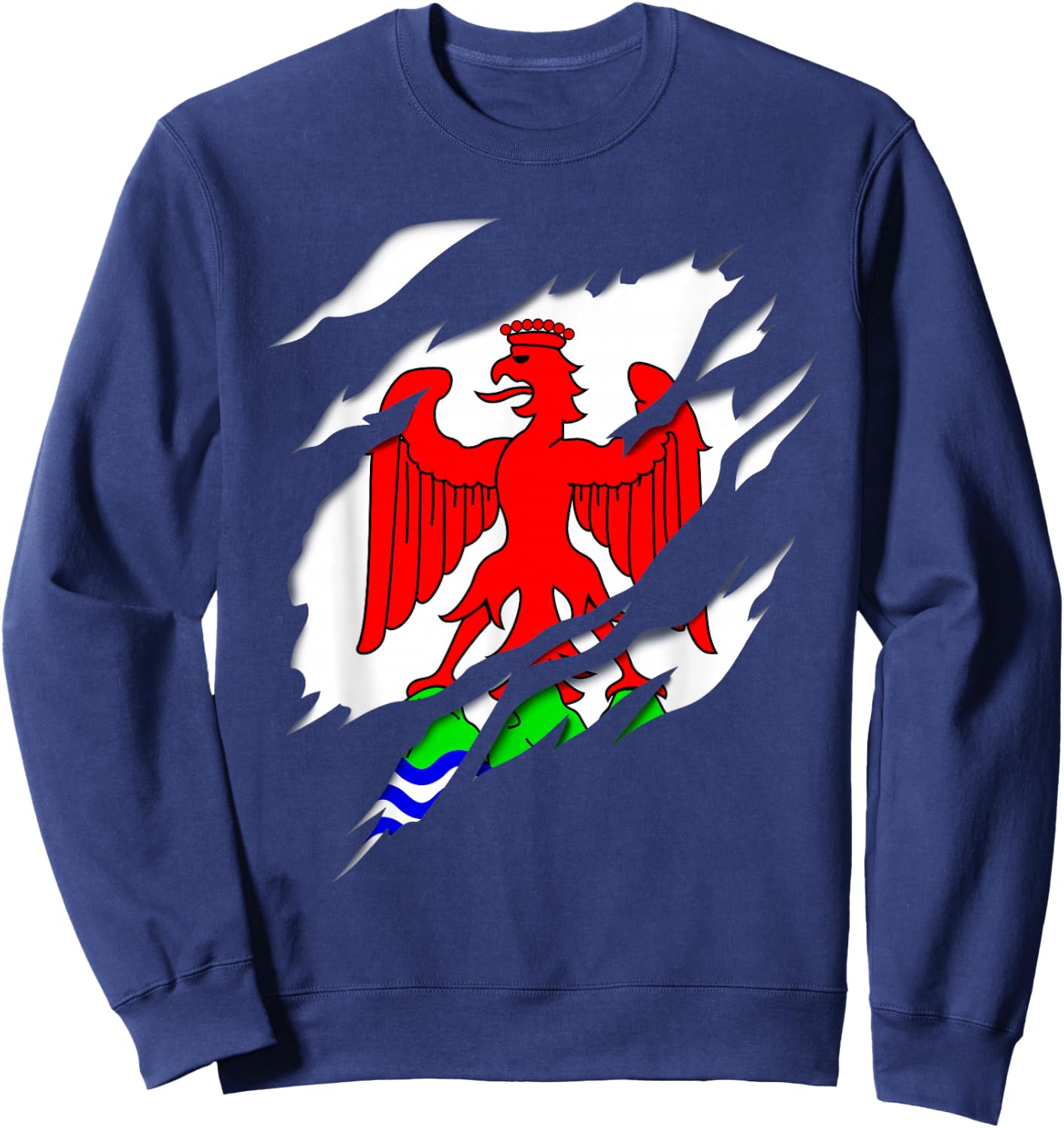 Nice Nice Flag Crest Ripped 3D Effect France , Black, S Sweatshirt - Sweatshirt | Navy