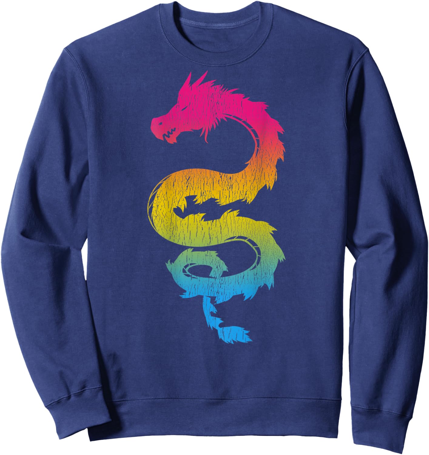 Pansexual Japanese Dragon Pan Pride Flag Colors Back Design Sweatshirt - Sweatshirt | Navy