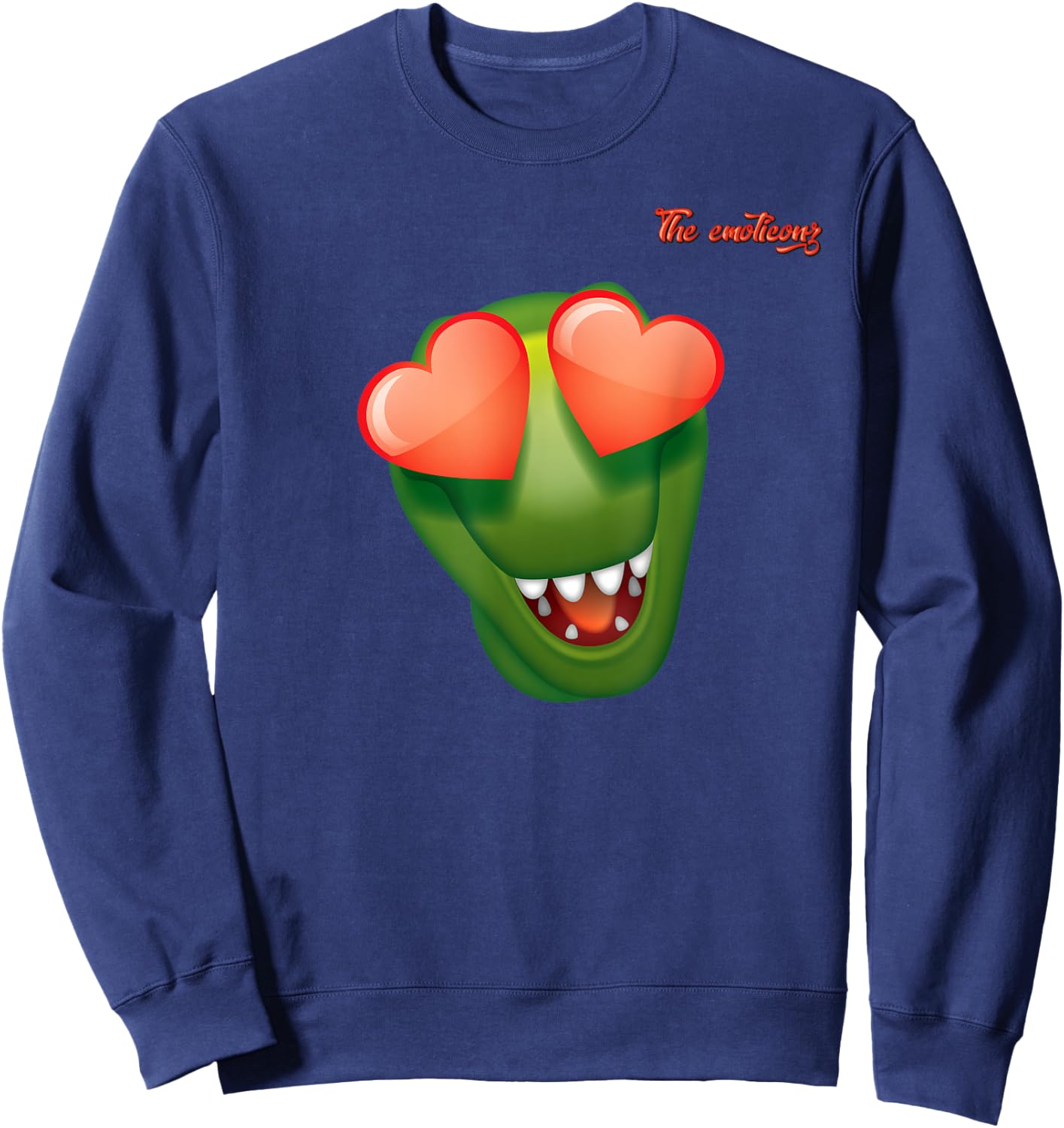 Emoji Happy Love Eyes Dinosaur Face Sweatshirt - Sweatshirt | Navy