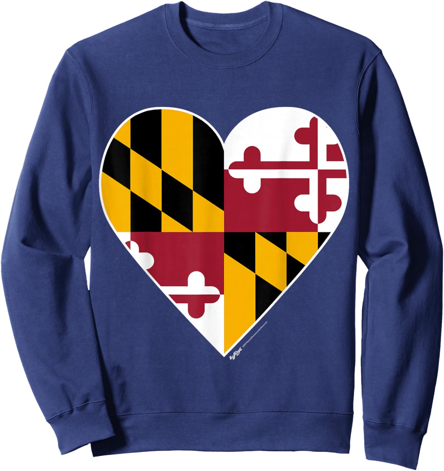 Heart Maryland State Flag Design Sweatshirt - Sweatshirt | Navy