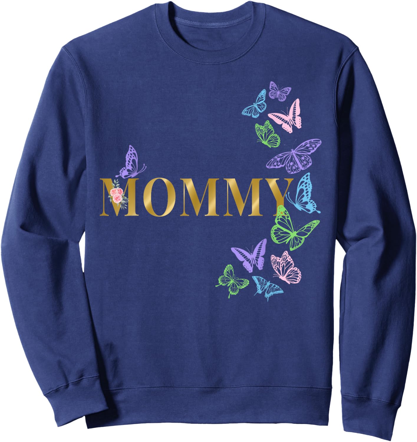 Mommy of The Birthday Girl Butterfly Party Matching Family Sweatshirt - Sweatshirt | Navy