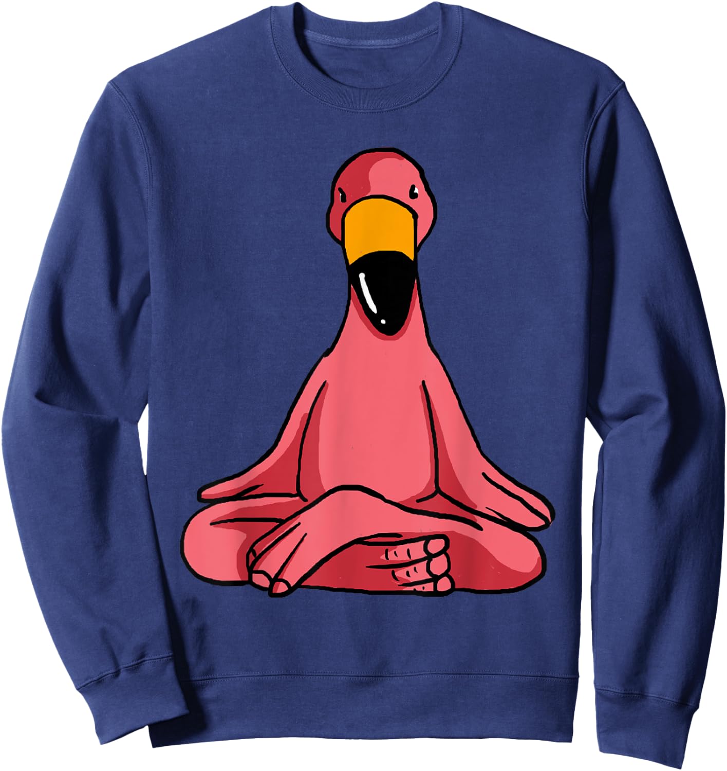 Cute Yoga Flamingos Funny Pink Water Bird Meditation Lovers Sweatshirt - Sweatshirt | Navy