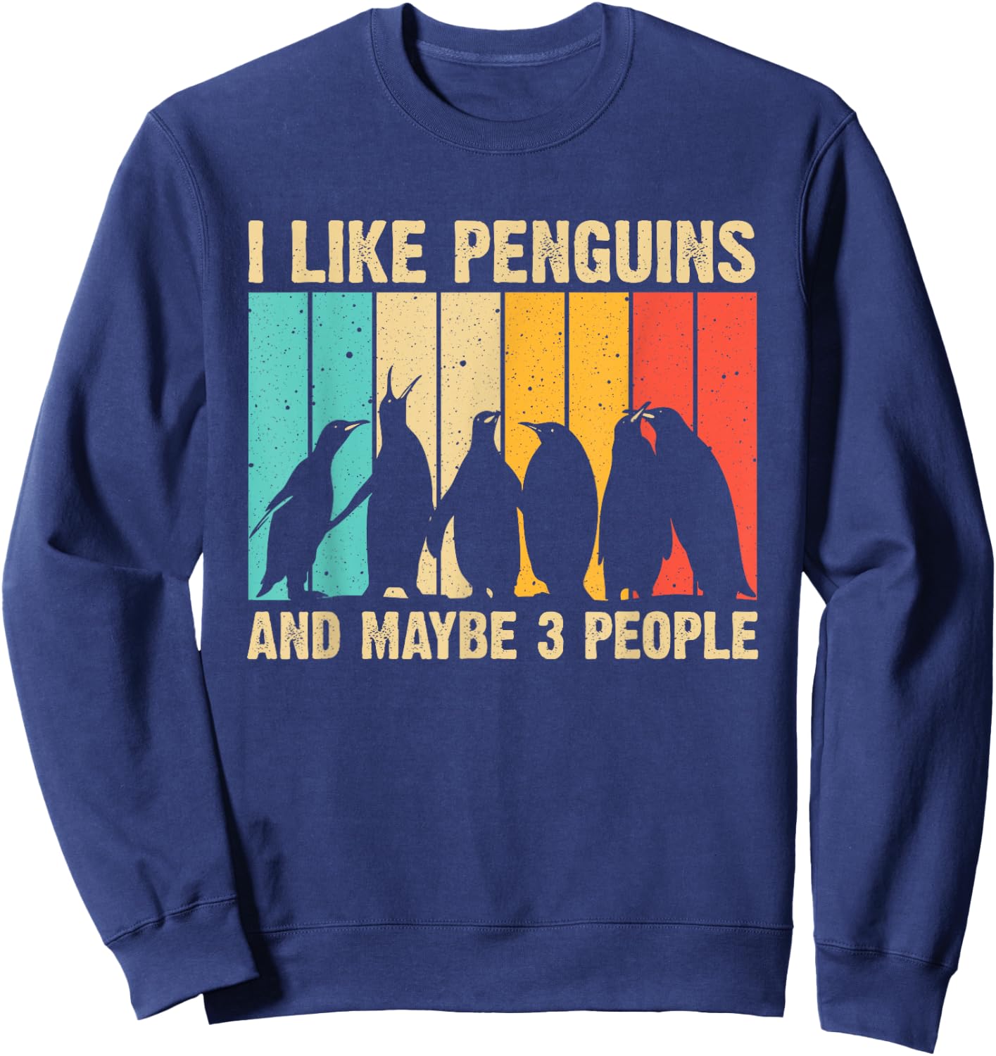 Cute Penguin Design Women Kids Retro Penguin Lover Sweatshirt - Sweatshirt | Navy