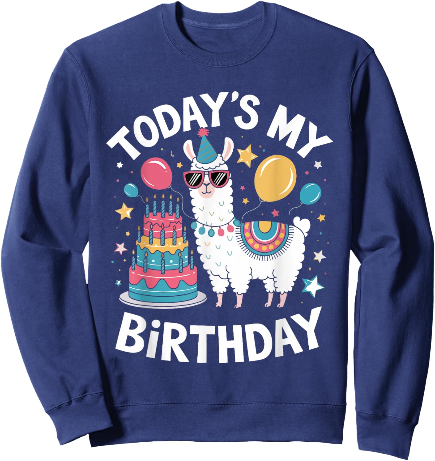 Todays My Birthday Llama Boy Family Party Decorations Sweatshirt - Sweatshirt | Navy
