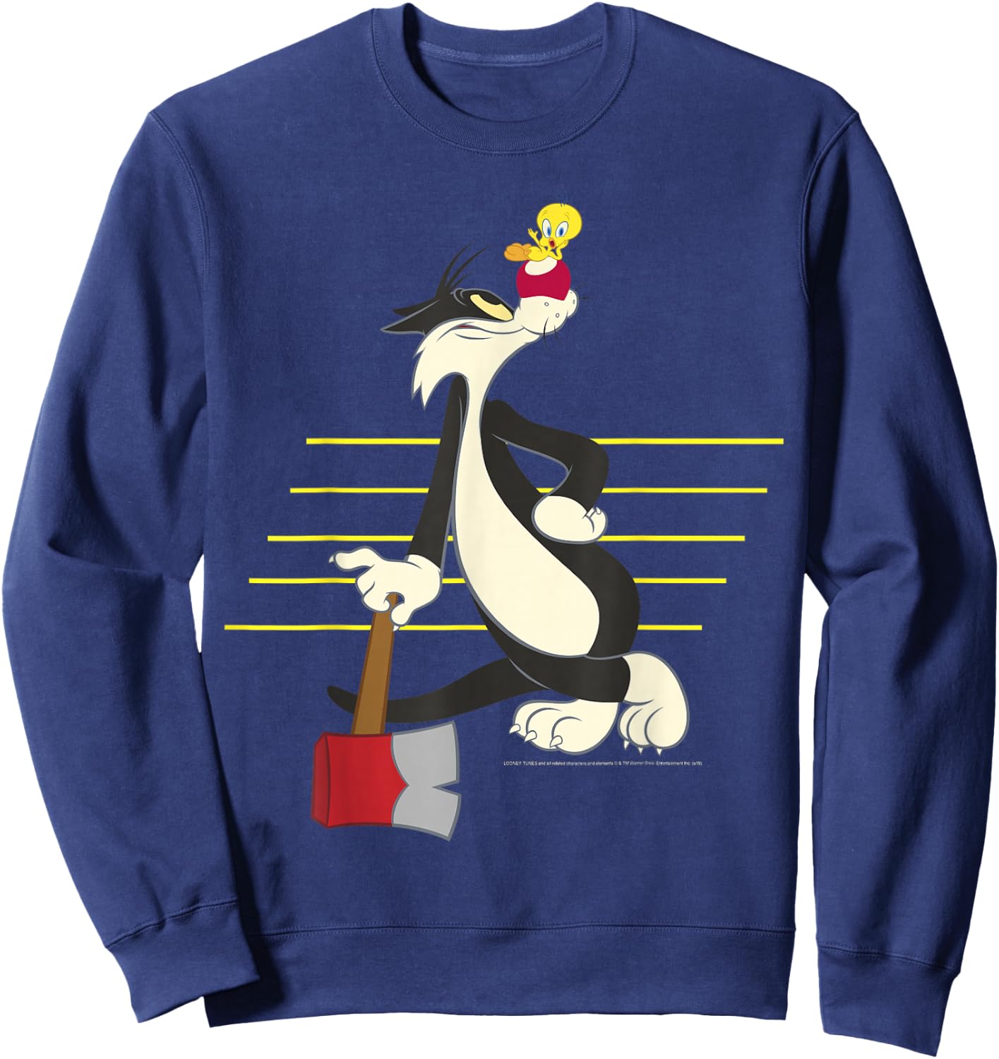 Looney Tunes Sylvester & Tweety Lined Portrait Sweatshirt - Sweatshirt | Navy