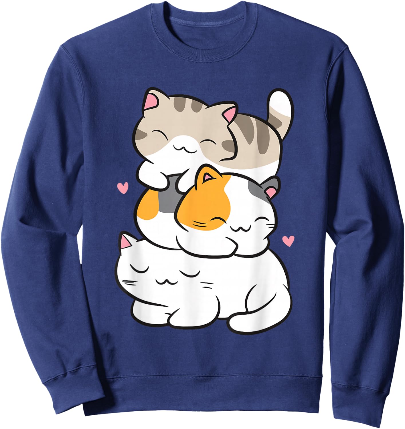 Kawaii Cat Sleeping Cat Lovers Cute Cat , black Sweatshirt - Sweatshirt | Navy