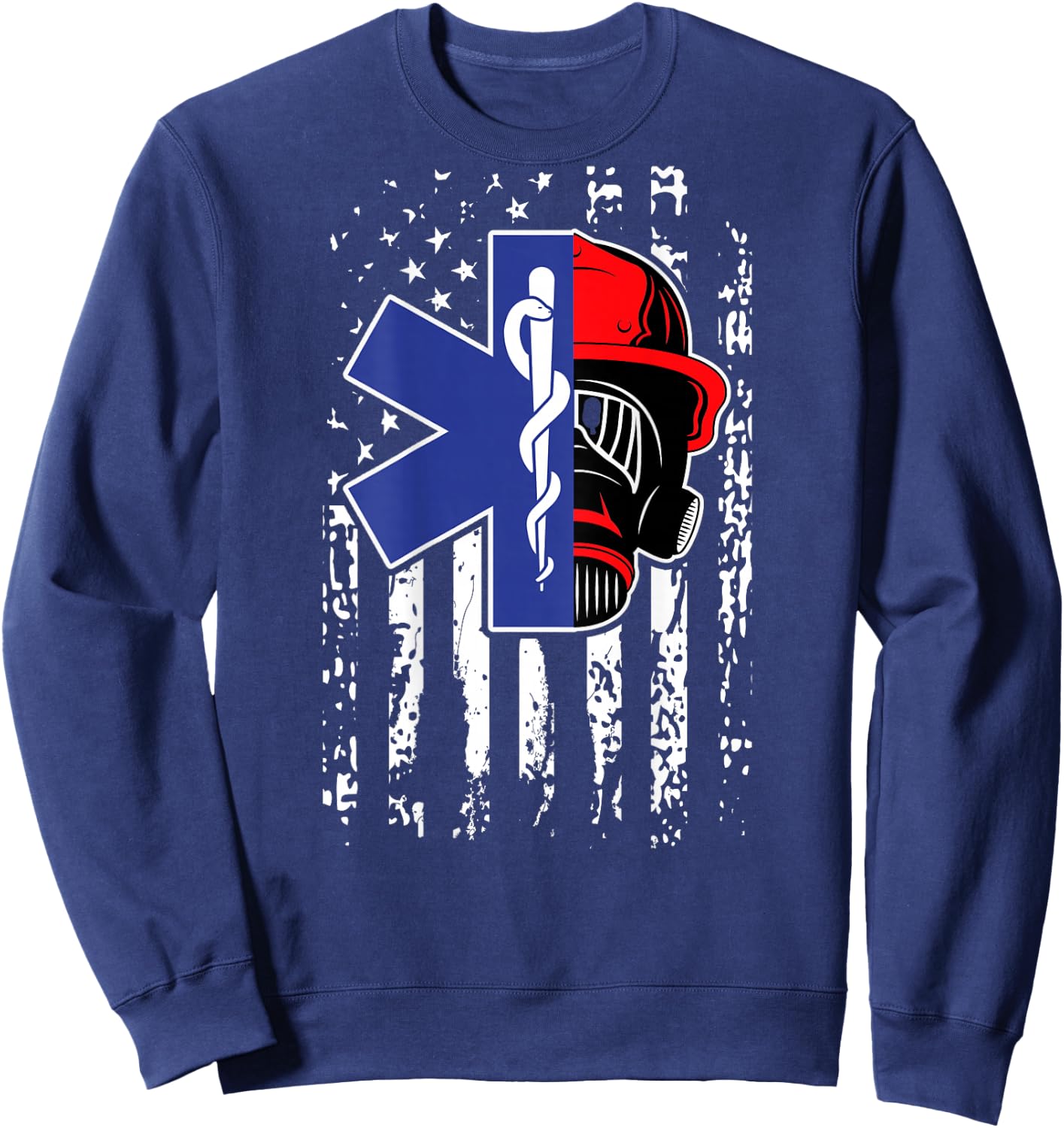 EMT Firefighter Paramedic Firefighter Gift EMS Back Print Sweatshirt - Sweatshirt | Navy