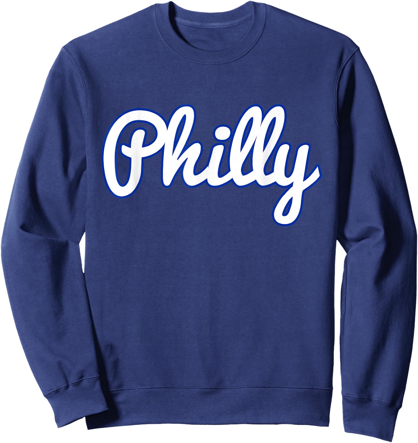 Script Philly White Blue Logo Philadelphia PA Sweatshirt - Sweatshirt | Navy