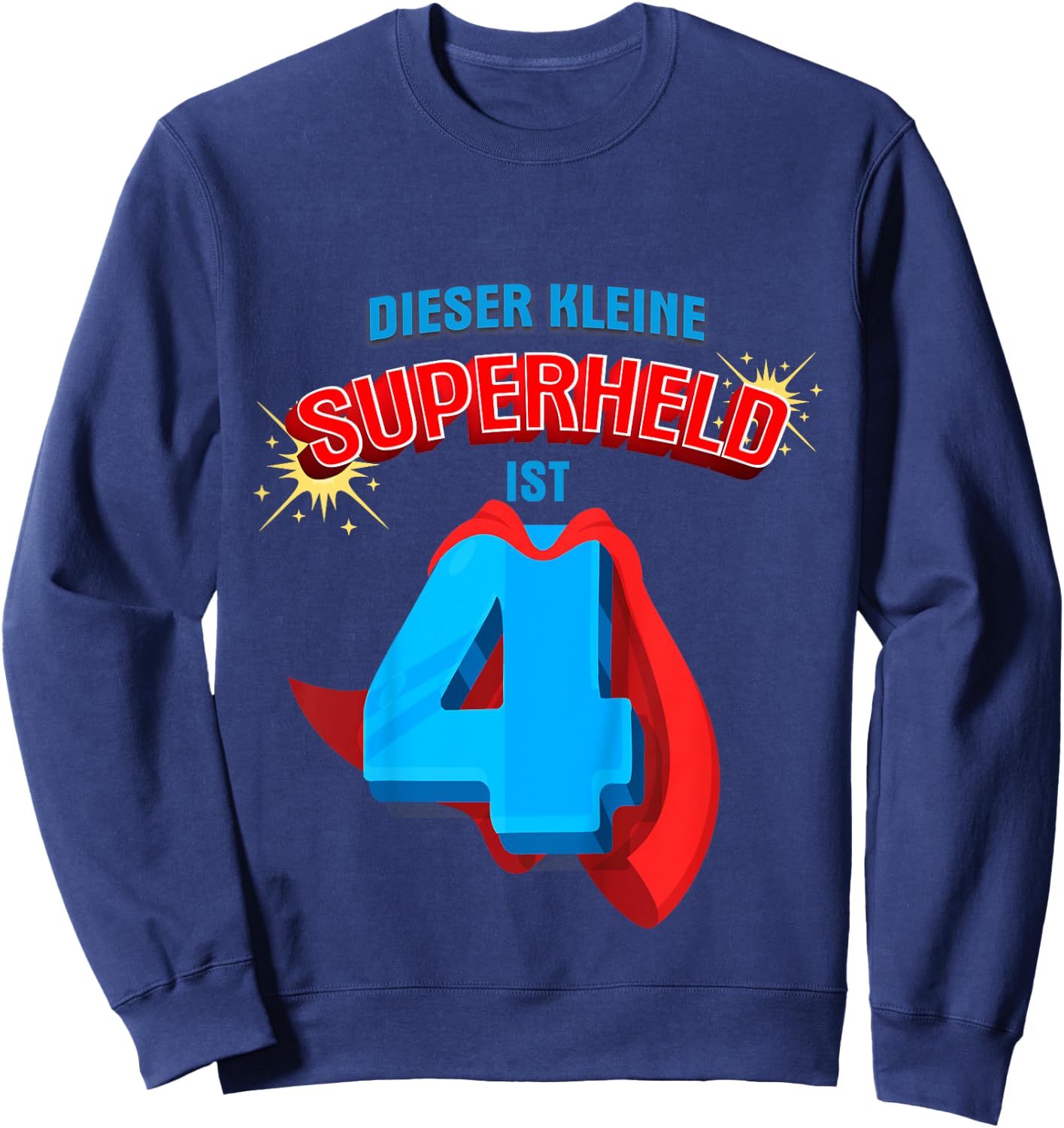 Children's 4th Birthday Shirt Hero Superhero 4 Years Sweatshirt - Sweatshirt | Navy