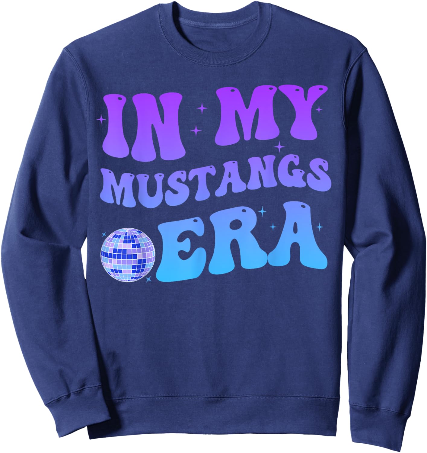 In My Mustangs Era Back to School Spirit Game Retro Groovy Sweatshirt - Sweatshirt | Navy