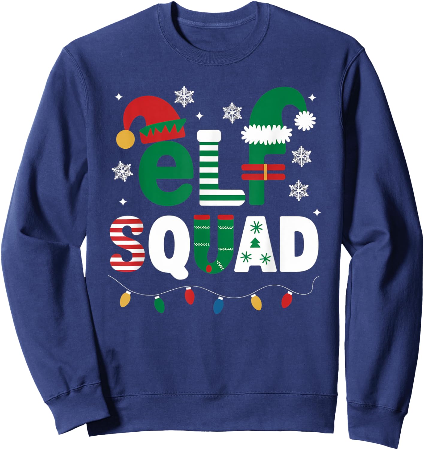 Elf Family Christmas Matching Pajamas Xmas Elf Squad Gifts Sweatshirt - Sweatshirt | Navy