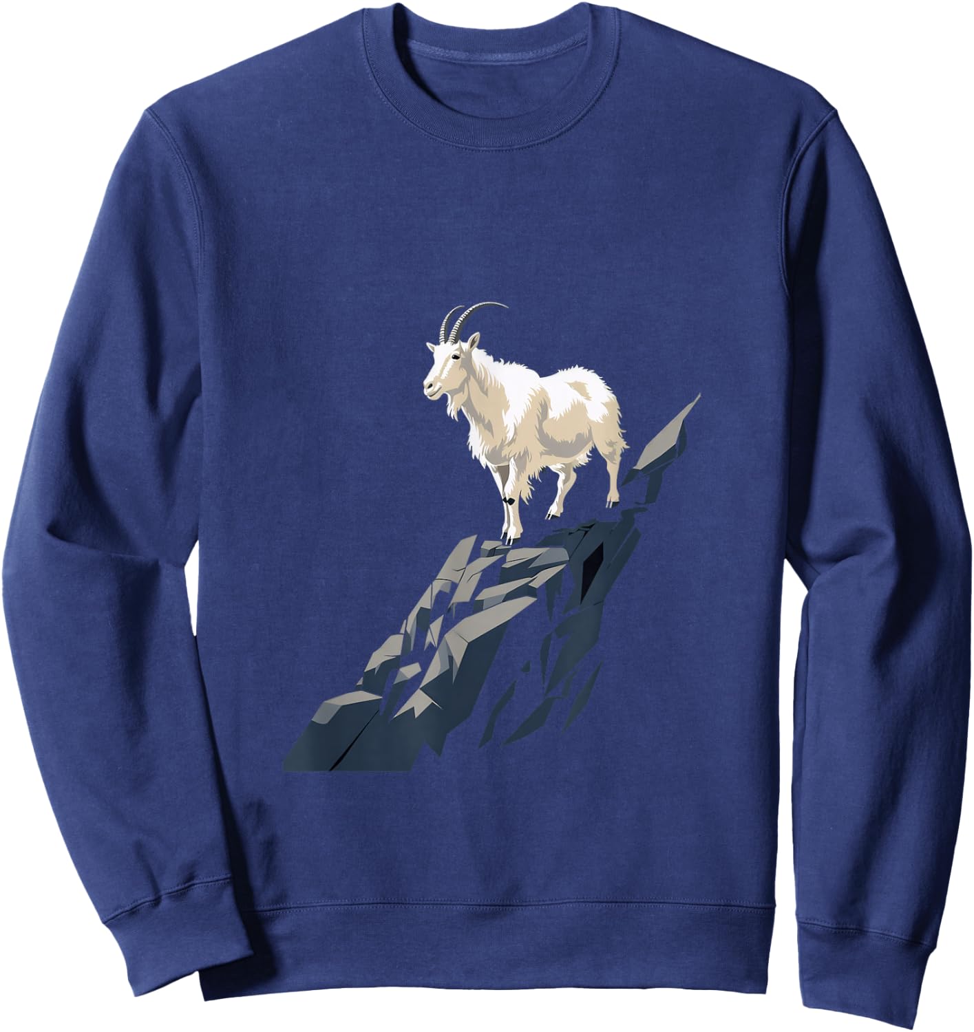 Mountain Goat Animal Rock Climbing , -Adults, Black, Small, Short Sleeve, Cotton Blend, Mountain Goat Design Sweatshirt - Sweatshirt | Navy