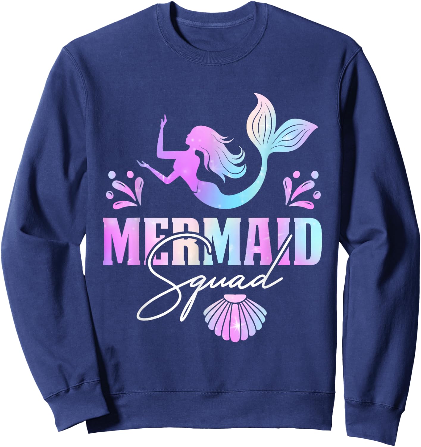 Mermaid Squad Birthday Squad Party Matching Kids Girl Sweatshirt - Sweatshirt | Navy