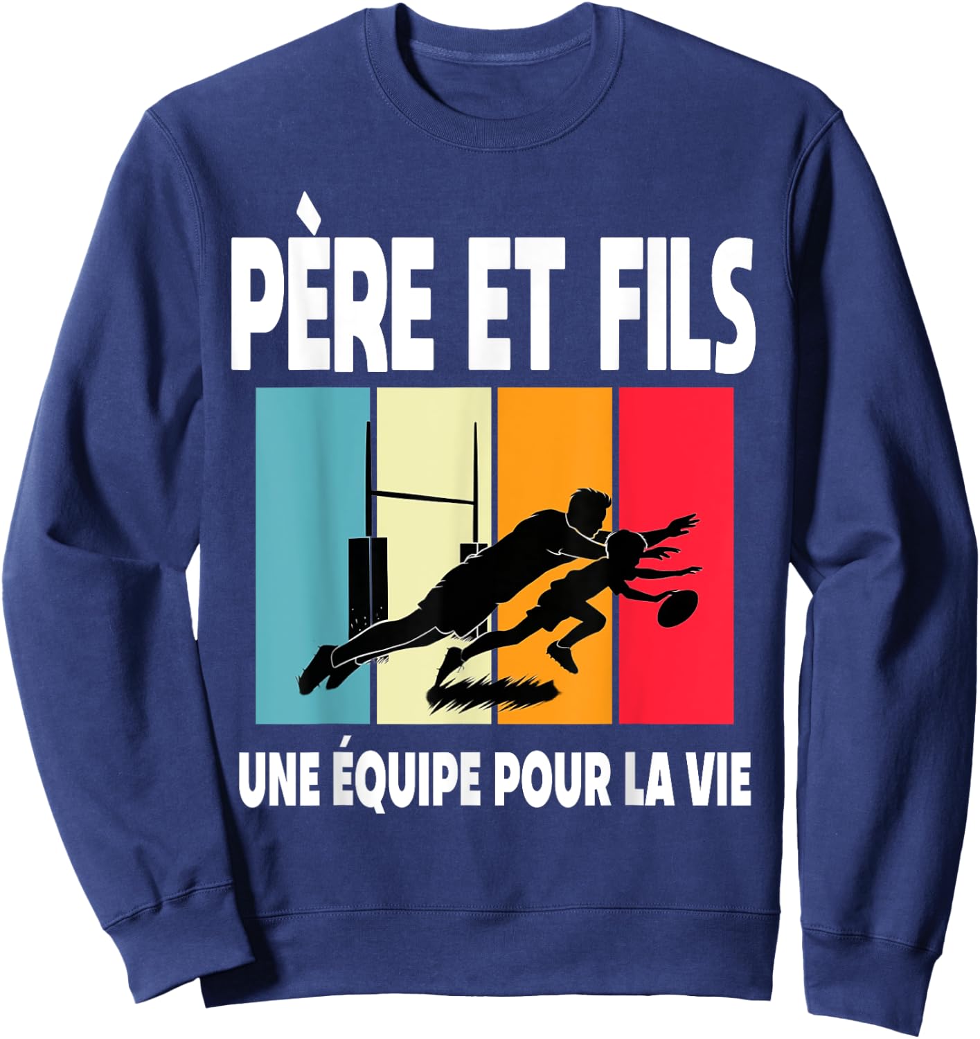 Père Et Fils Rugby Papa Rugbyman Vintage Fête Des Pères Sweatshirt - Sweatshirt | Navy