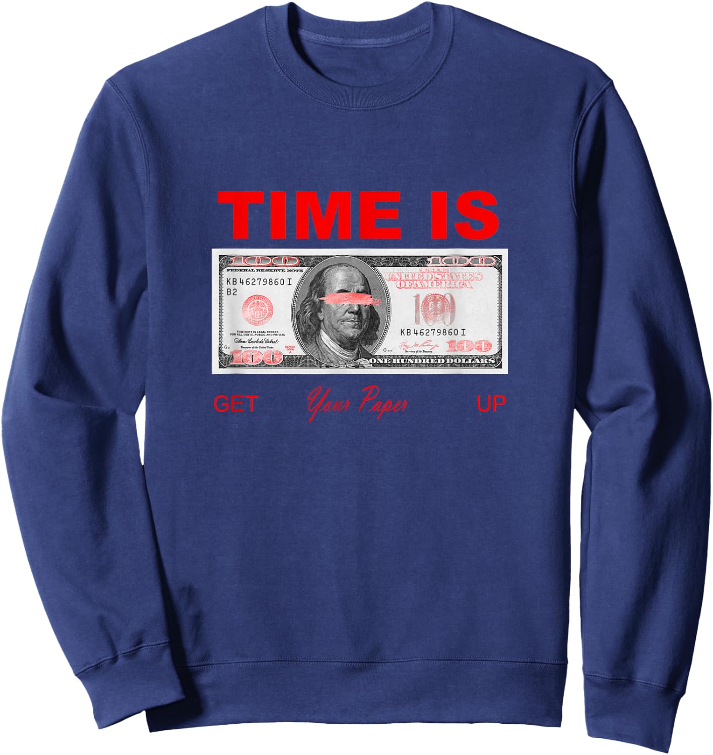 Red Color You Already Know What Time Red Graphic Sweatshirt - Sweatshirt | Navy