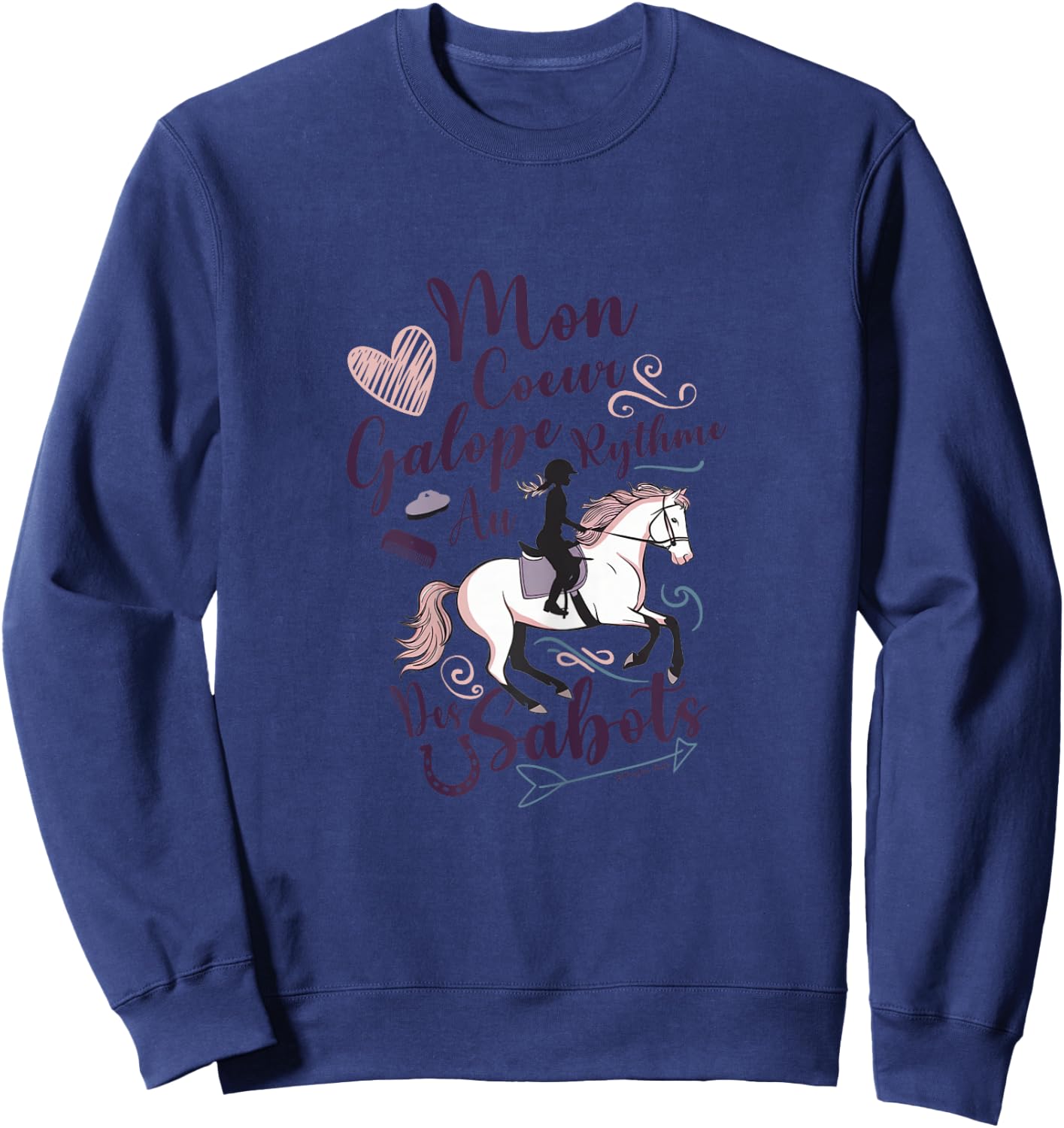 Horse Girl Rider Child and Teen Passion Riding , white Sweatshirt - Sweatshirt | Navy