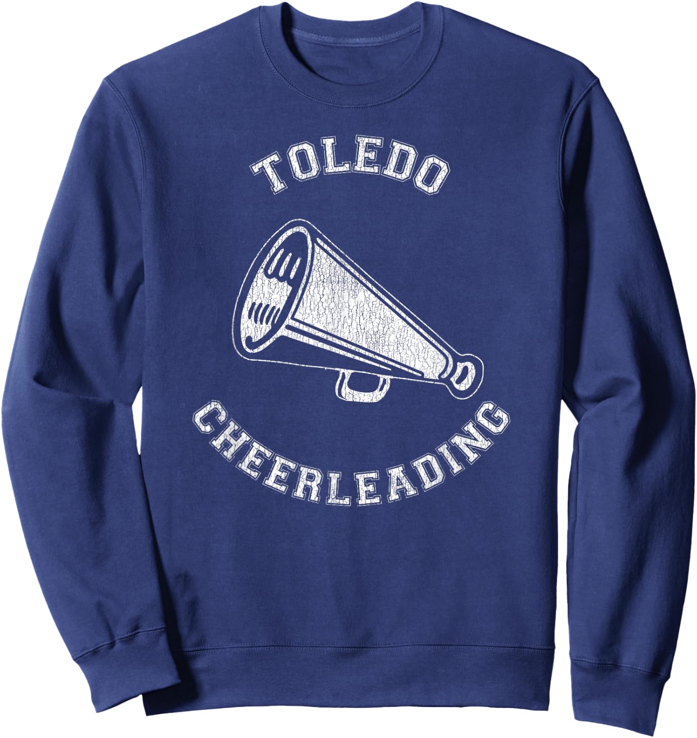 Toledo Cheer Distressed Retro 90's Cheerleader Sweatshirt - Sweatshirt | Navy