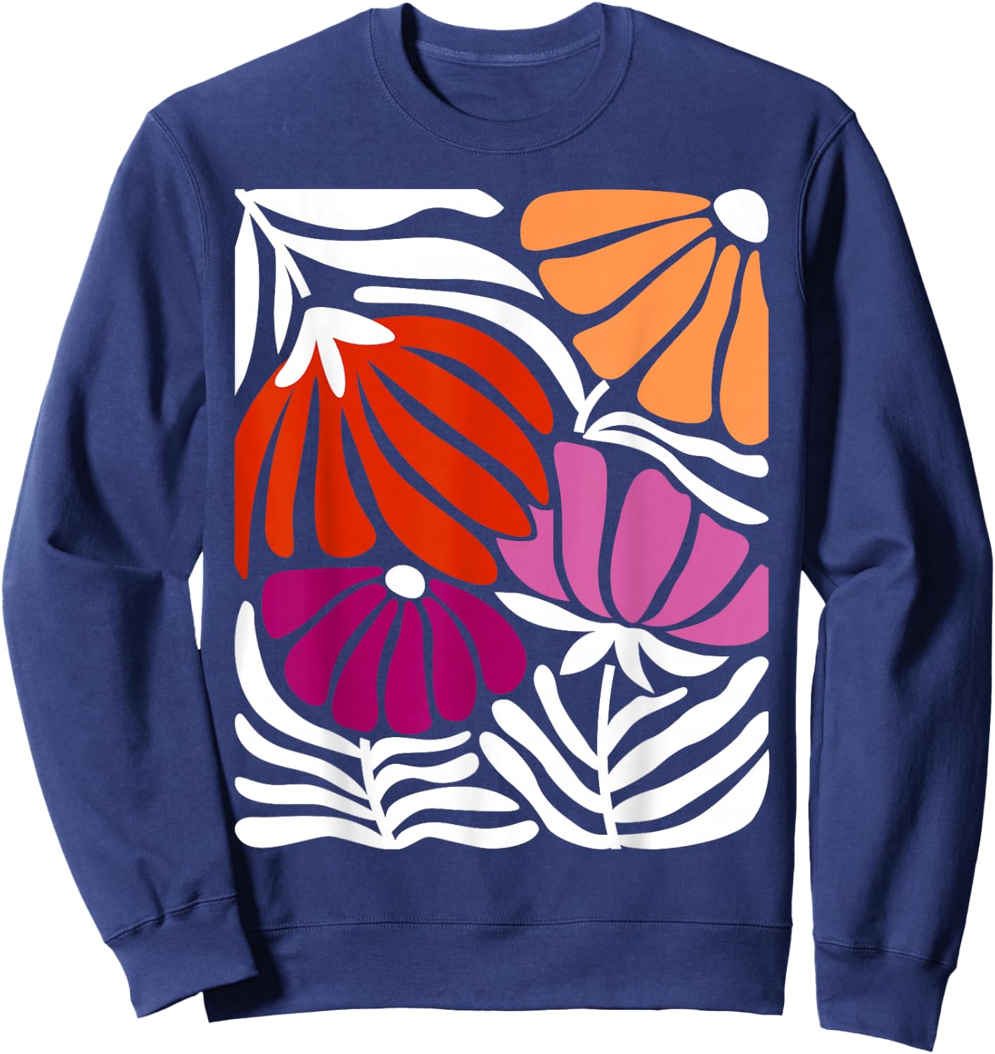 Vibrant Floral Lesbian Pride Art Sweatshirt - Sweatshirt | Navy