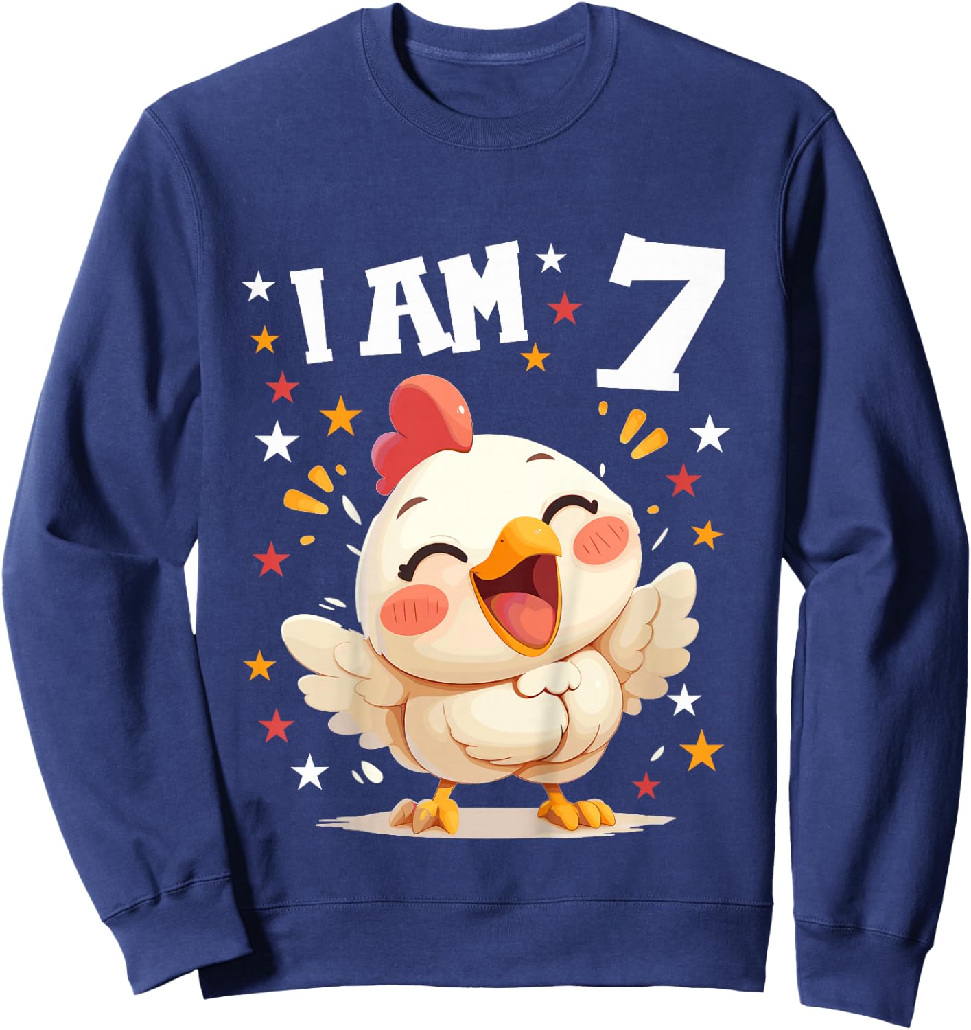 Kids 7 Years old 7 birthday Chickens Boy Girl Chicken Sweatshirt - Sweatshirt | Navy
