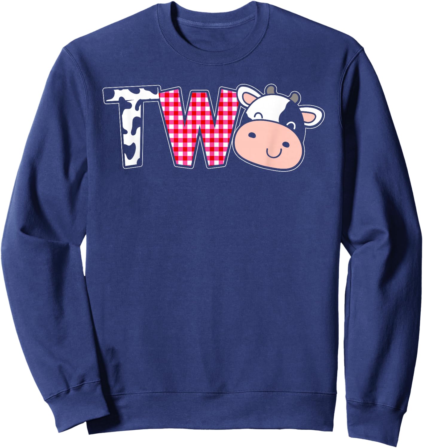 Second Birthday Girl Cow Farm, 2nd Birthday Cow 2 Toddler Sweatshirt - Sweatshirt | Navy