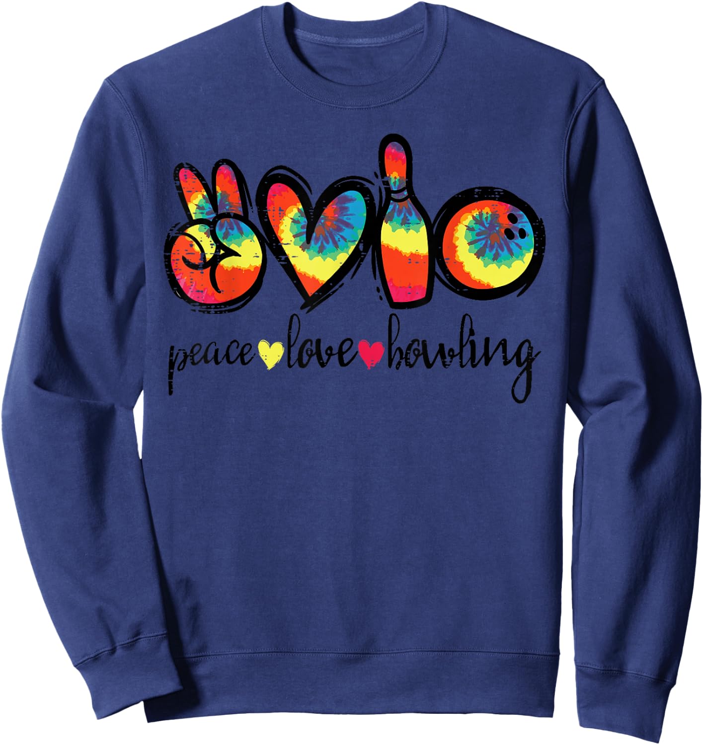 Peace Love Bowling Retro Tie Dye Bowler Team Women Men Kids Sweatshirt - Sweatshirt | Navy