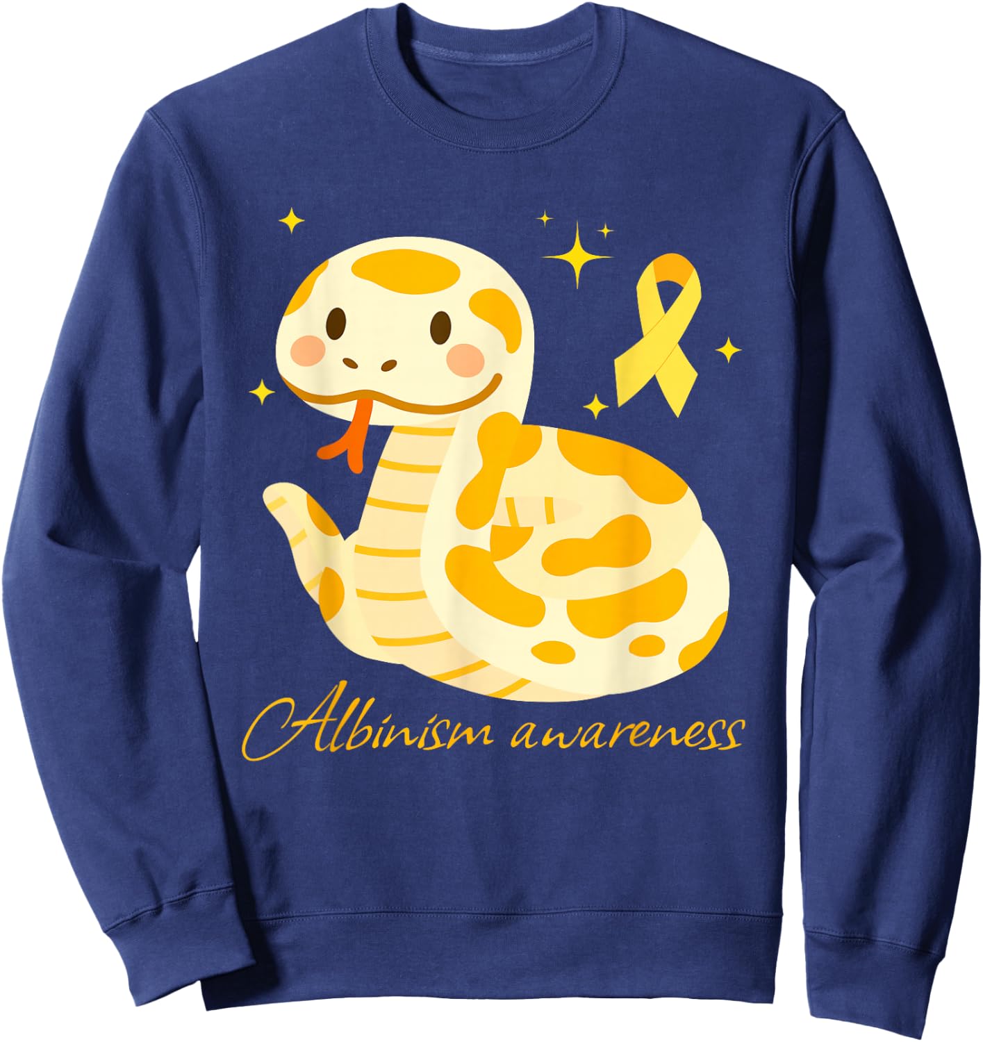 Albino Snake Cute Albinism Awareness Reptile for June 13th Sweatshirt - Sweatshirt | Navy