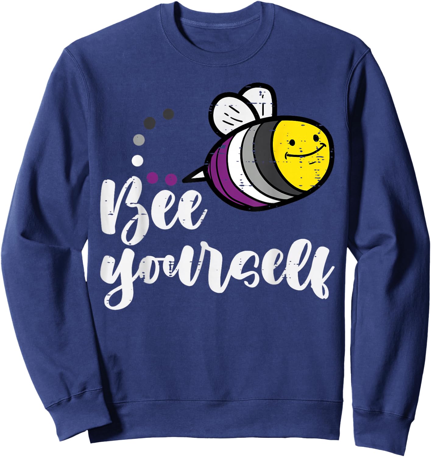 Asexual Bee Yourself Ace Pride Flag LGBTQ Men Women Kids Sweatshirt - Sweatshirt | Navy