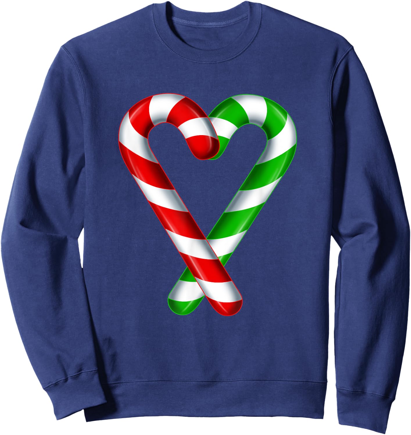 Candy Cane Heart Merry Green Red White Candy Couples Sweatshirt - Sweatshirt | Navy