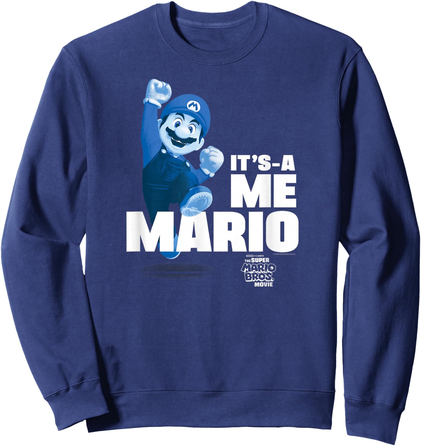 The Super Mario Bros. Movie It's-a Me Mario Portrait , blue Sweatshirt - Sweatshirt | Navy