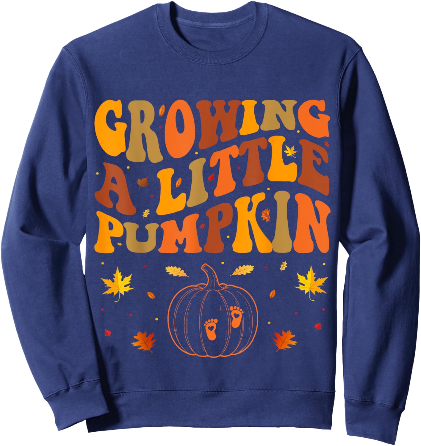 Growing A Little Pumpkin Thanksgiving Pregnancy Sweatshirt - Sweatshirt | Navy