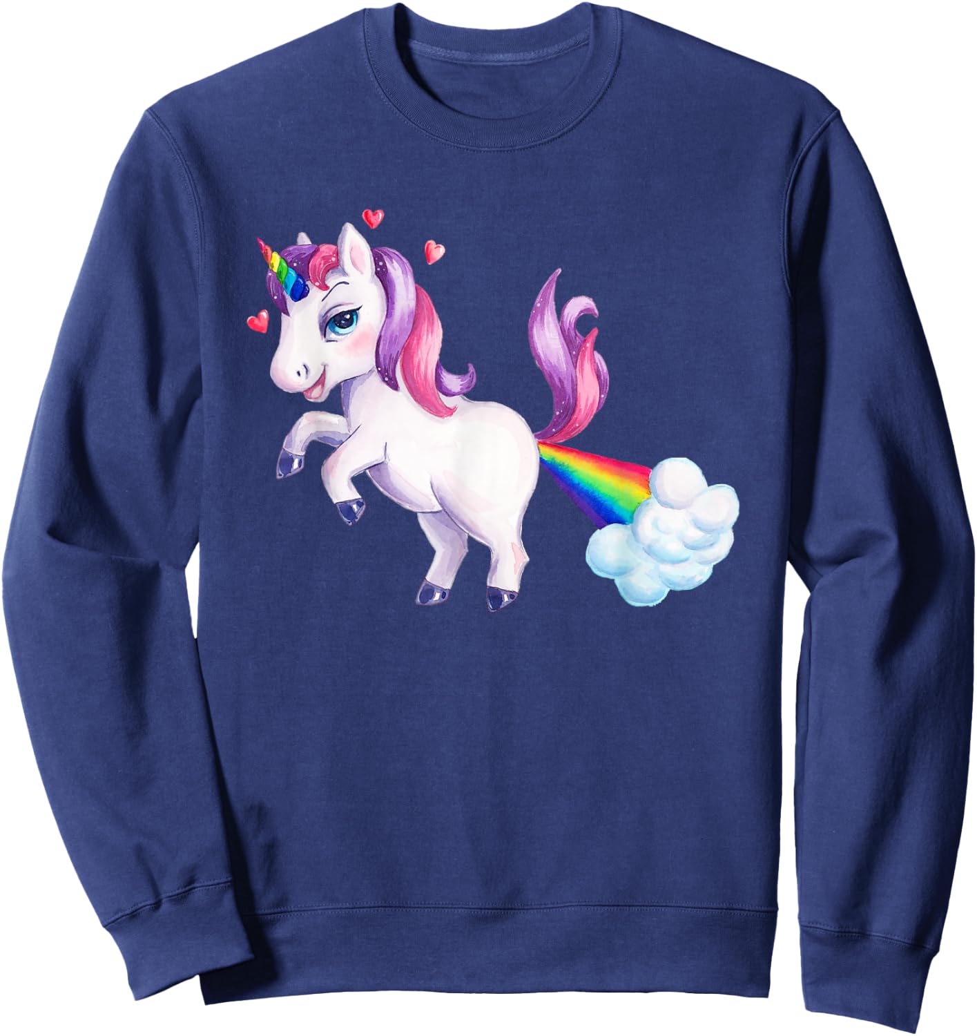 Rainbow Unicorn Fart | Funny Farting Unicorn Sweatshirt - Sweatshirt | Navy