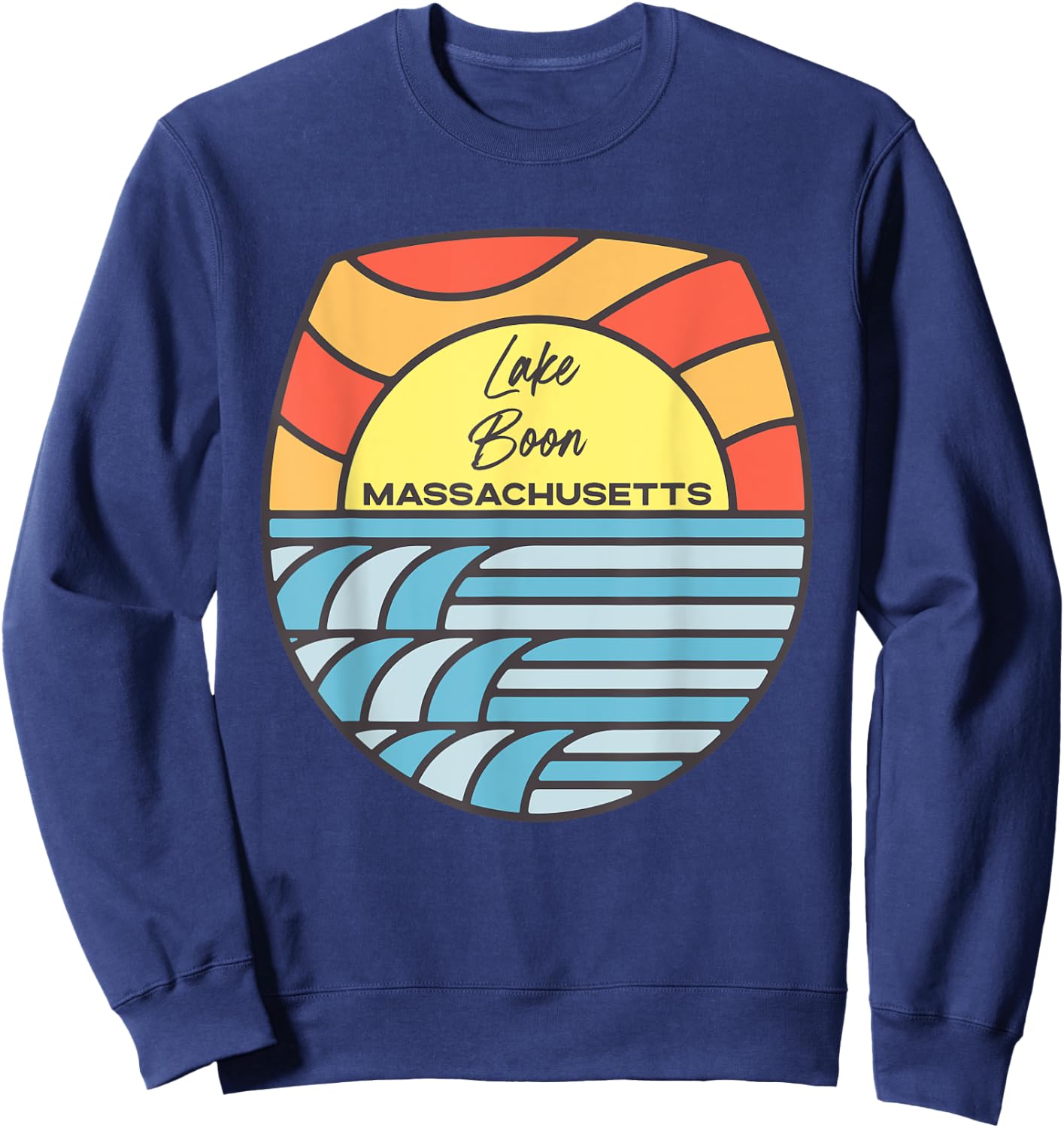 Lake Boon Massachusetts MA Sunset Vacation Souvenir Sweatshirt - Sweatshirt | Navy