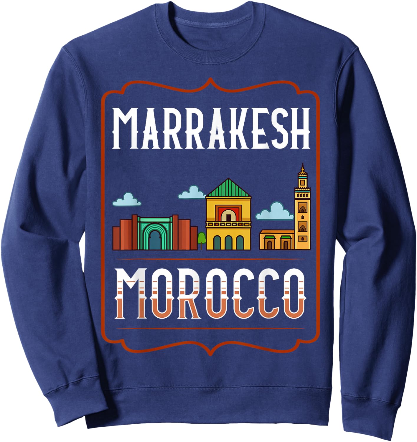 Marrakesh Morocco City Skyline Map Travel Sweatshirt - Sweatshirt | Navy