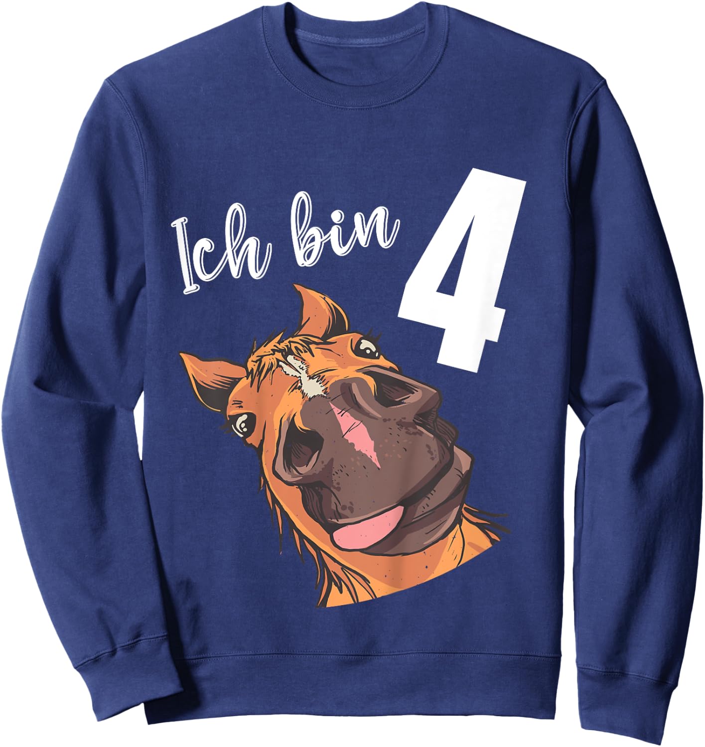 Children's 4 Years Boy Girl 4th Birthday Horse , black Sweatshirt - Sweatshirt | Navy
