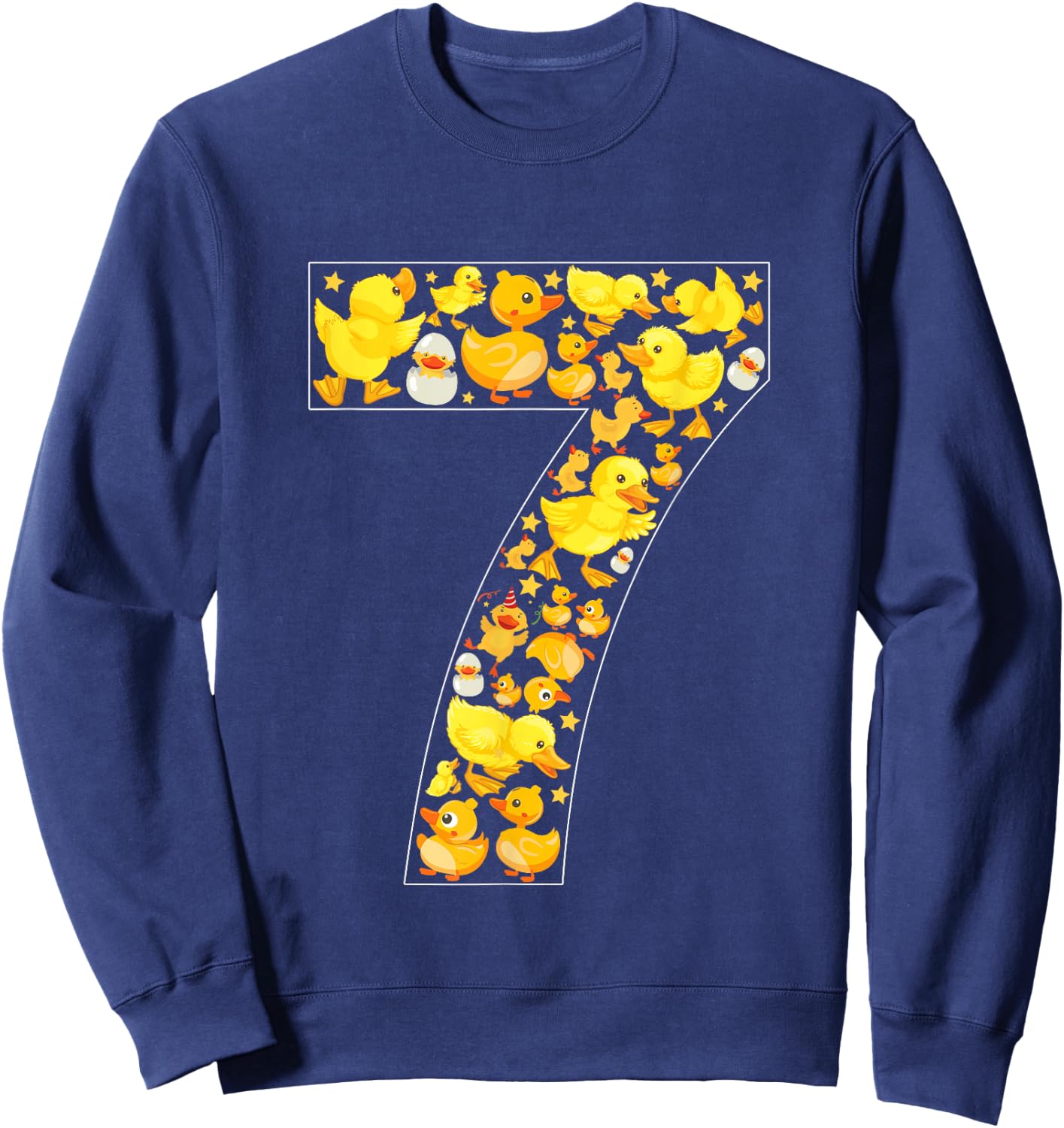 7th Birthday Cute Duck Theme 7 Year Old Boy Girl Birthday Sweatshirt - Sweatshirt | Navy