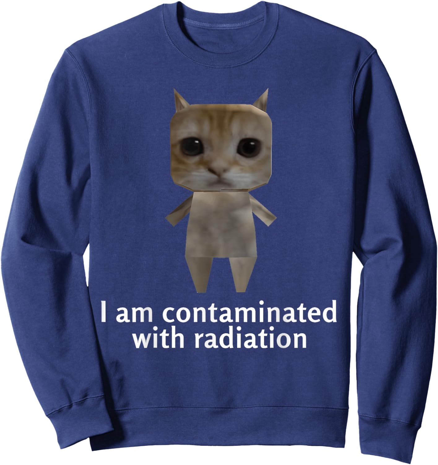 I Am Contaminated With Radiation Kids Funny Ironic Cat Meme Sweatshirt - Sweatshirt | Navy