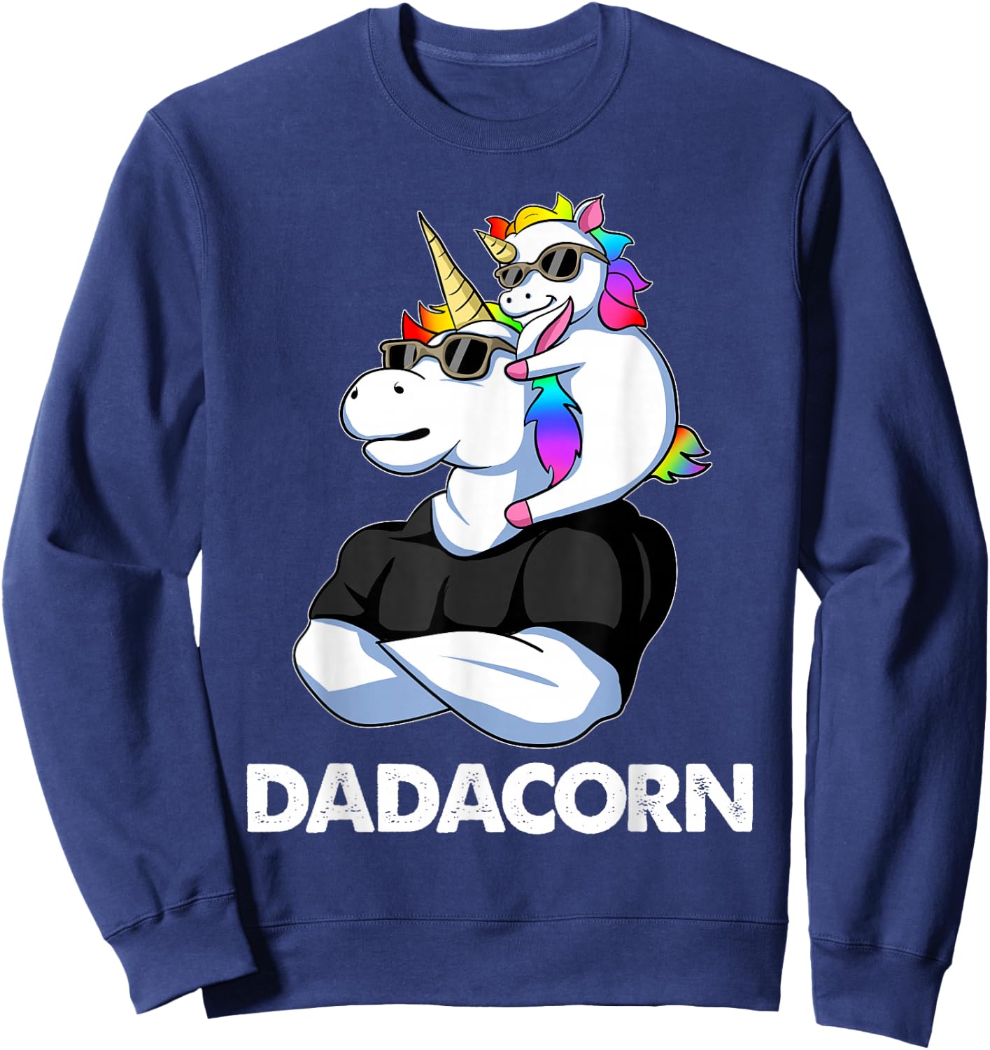 Dadacorn - Unicorn Dad and Baby Christmas Papa Father's Day Small Sweatshirt - Sweatshirt | Navy