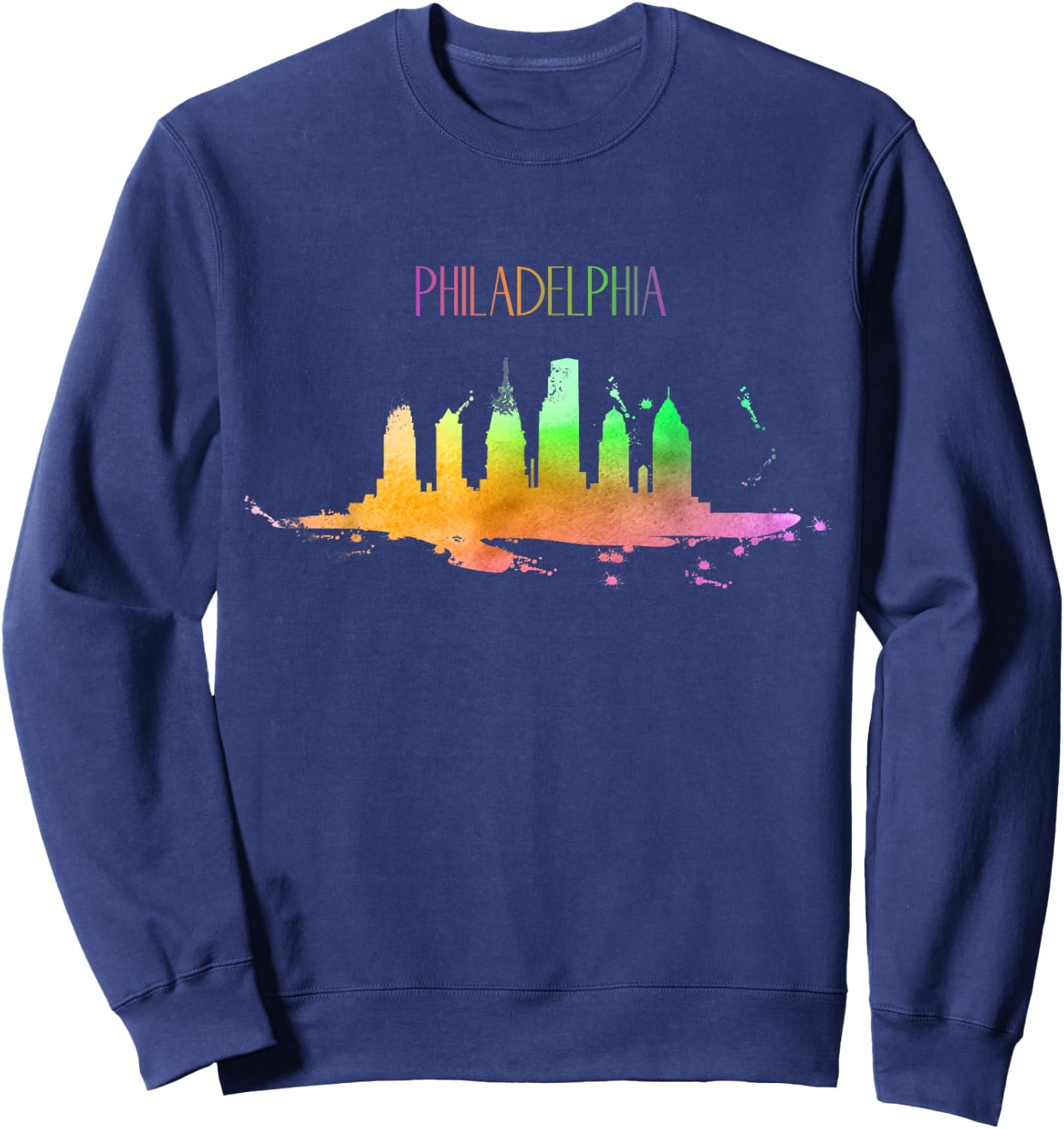 Philadelphia Skyline Watercolour Souvenir Pennsylvania Sweatshirt - Sweatshirt | Navy