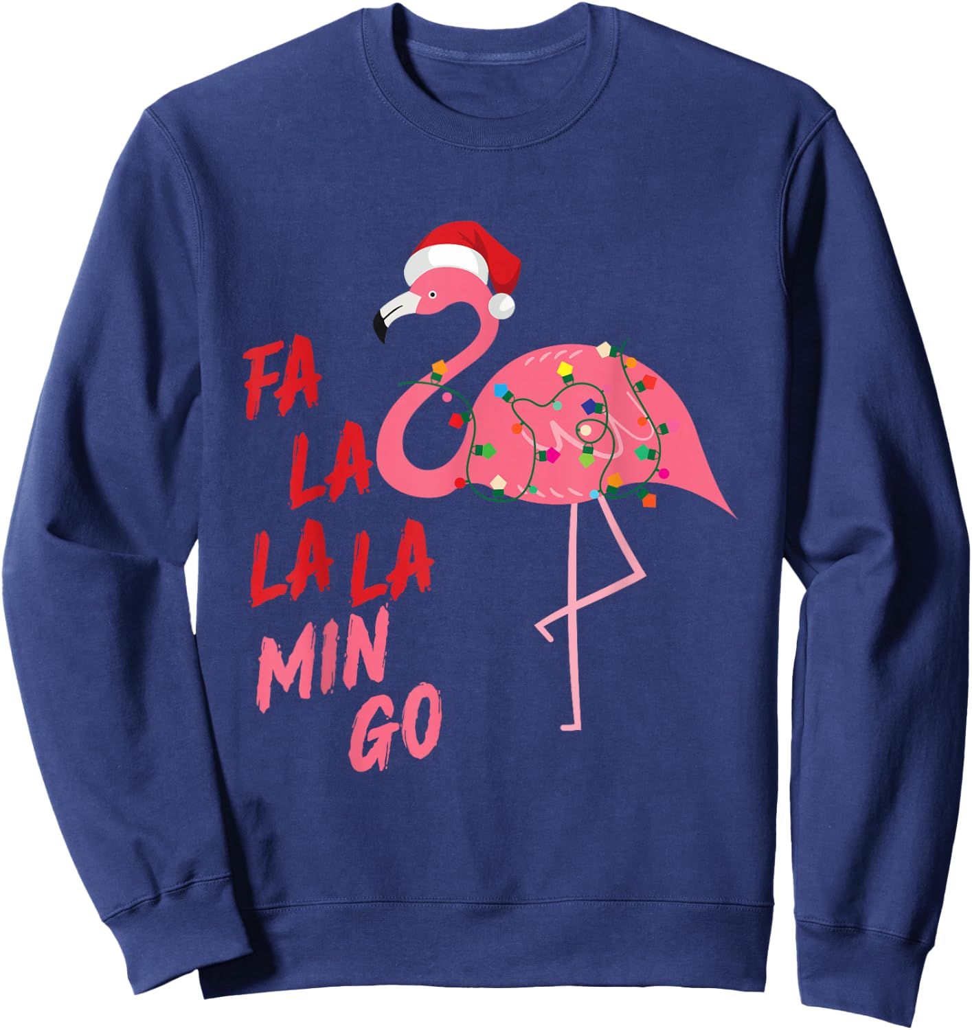 Singing Flamingo Santa FALA Christmas Xmas Family Adult Kids Sweatshirt - Sweatshirt | Navy