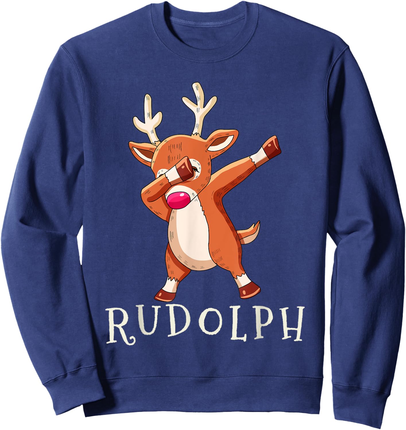 RUDOLPH Santas Reindeers Family Matching Outfit Christmas Sweatshirt - Sweatshirt | Navy
