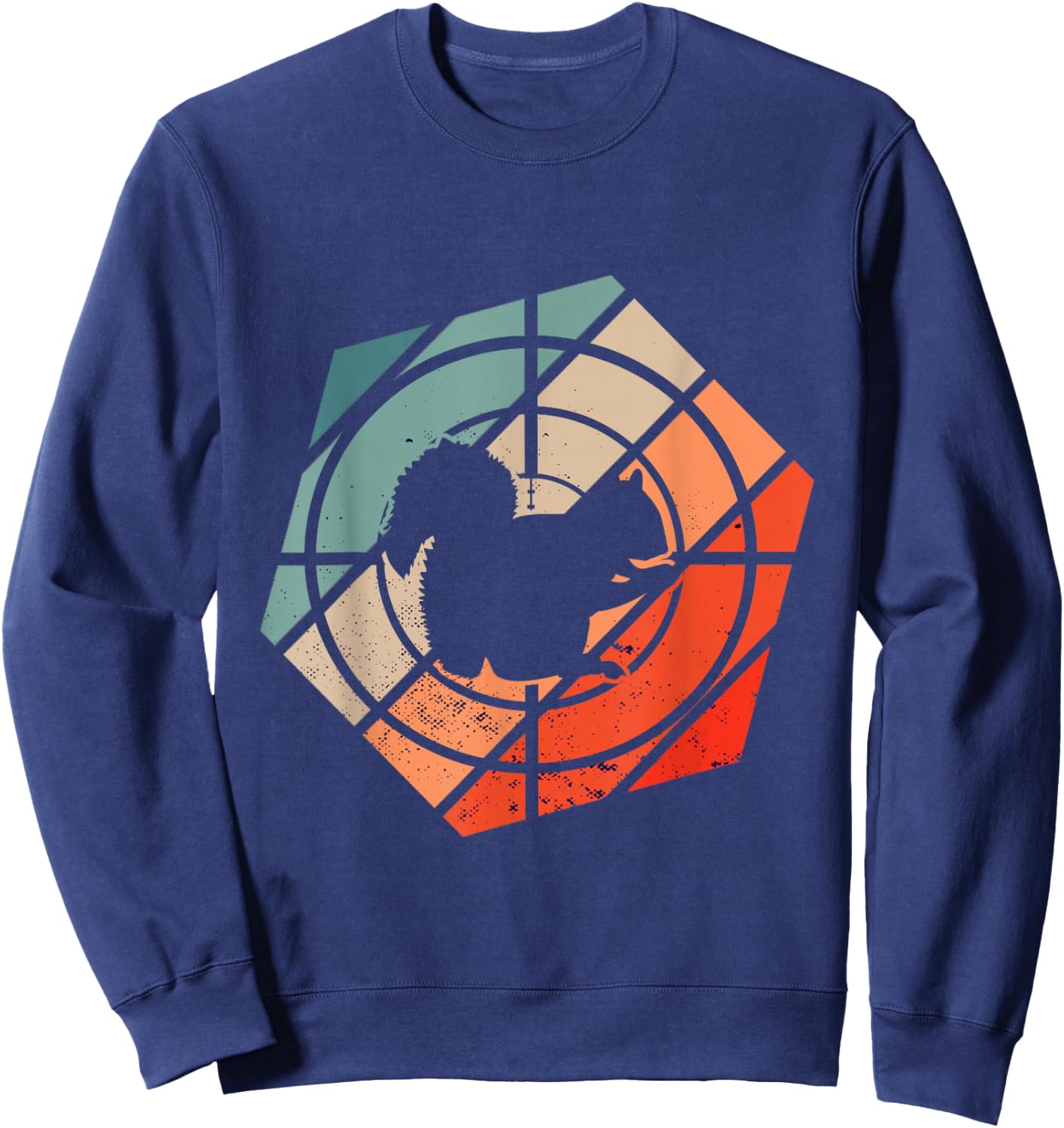 Target Scope Hexa Squirrel Hunter Retro Squirrel Hunting Sweatshirt - Sweatshirt | Navy