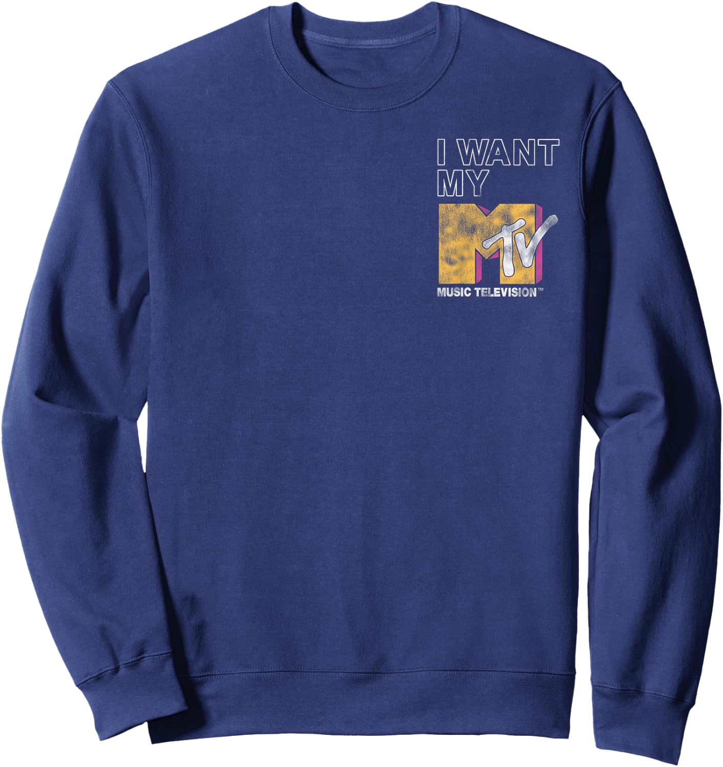 MTV I Want My MTV Television Stack Back Sweatshirt - Sweatshirt | Navy