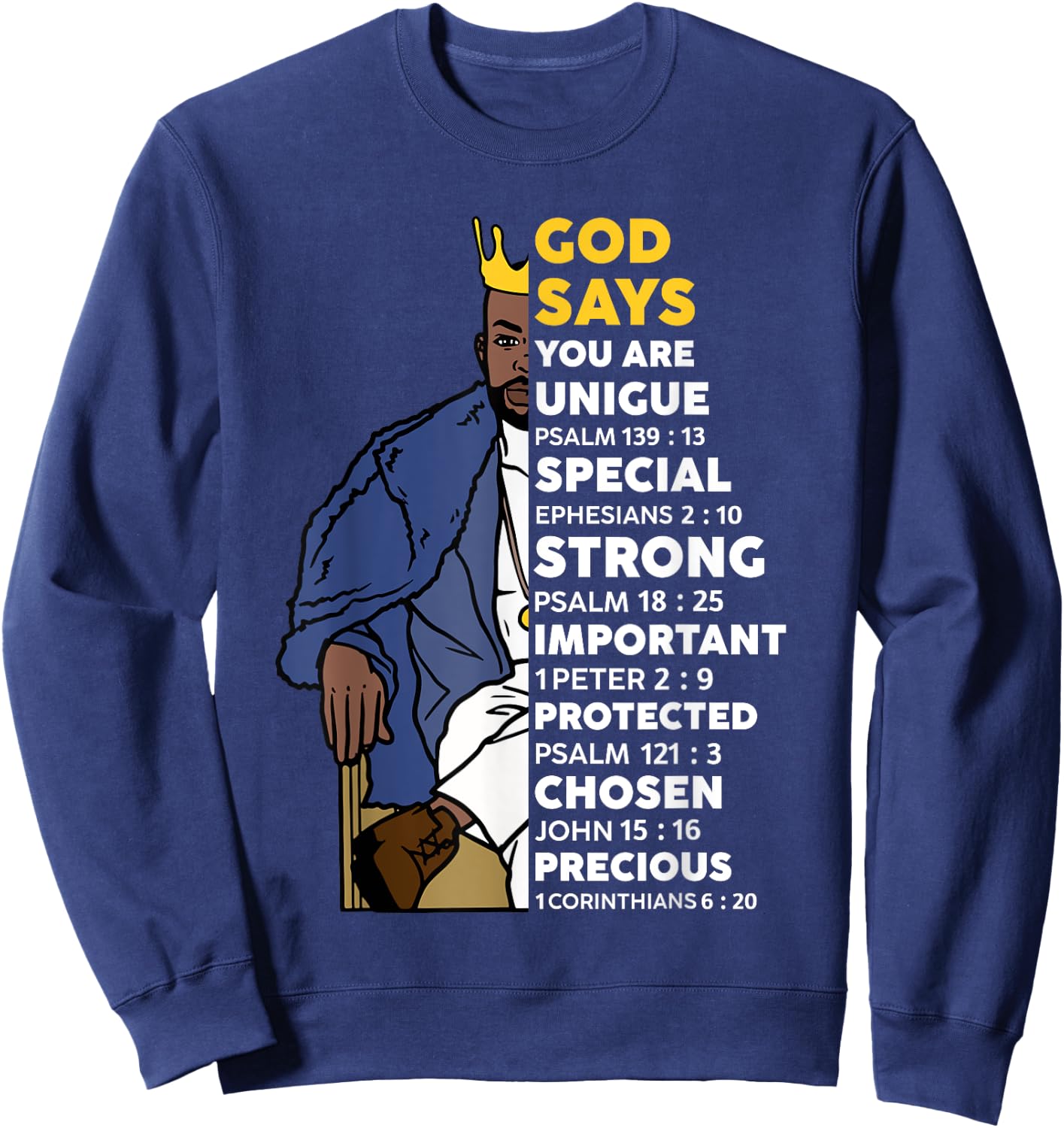 Black History God Says You Are African Christian Men Boys Sweatshirt - Sweatshirt | Navy