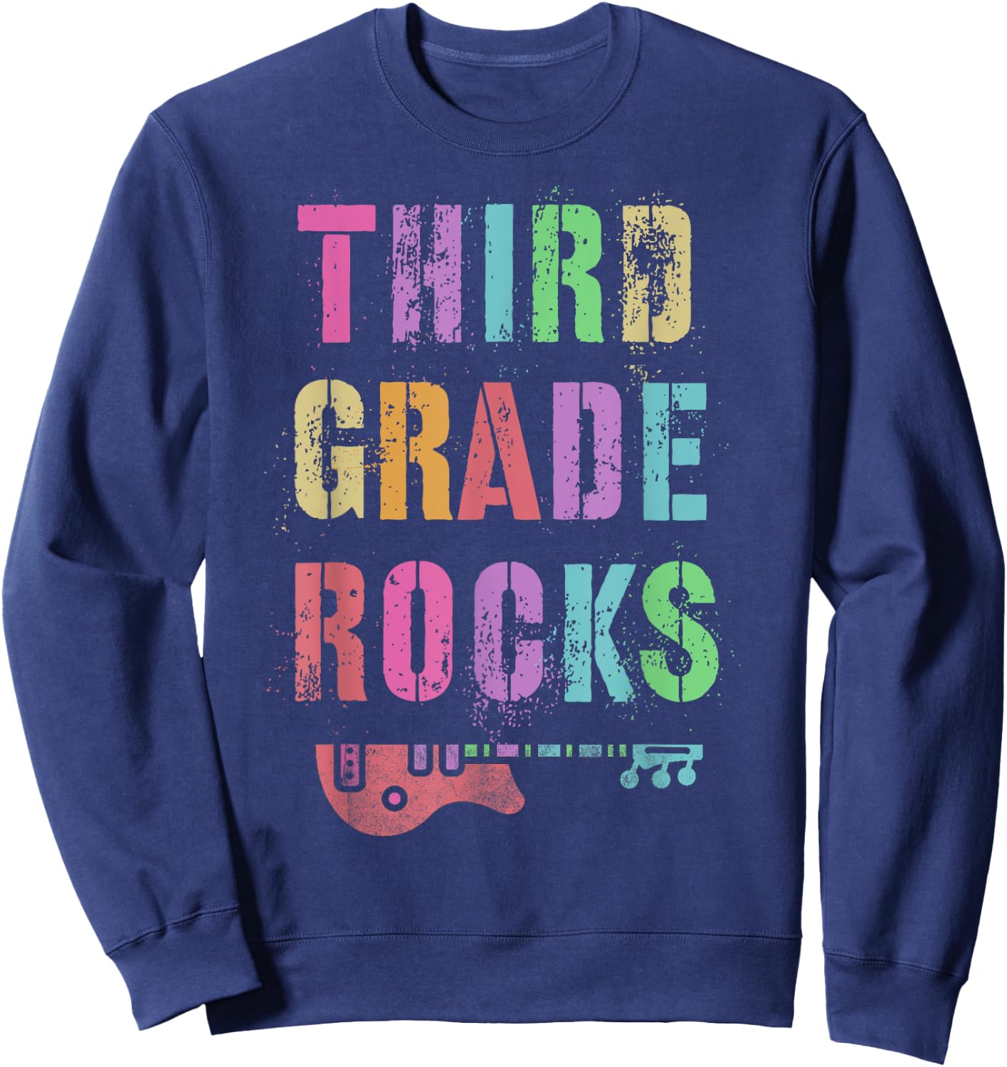 3rd GRADE ROCKS Testing Teacher Rockstar Team Third Grader Men Women Girls Kids Sweatshirt - Sweatshirt | Navy