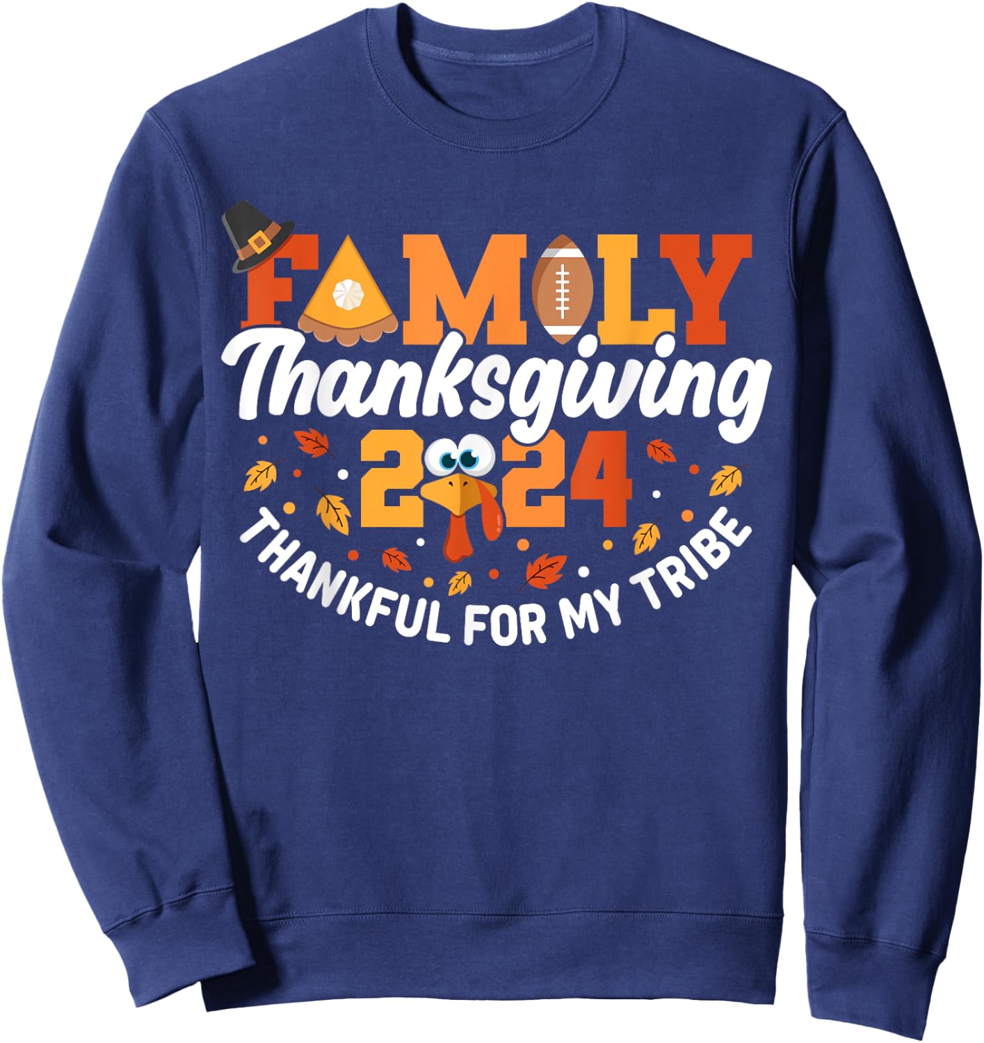 Family Thanksgiving 2024 Matching Outfit Turkey Squad Group Sweatshirt - Sweatshirt | Navy