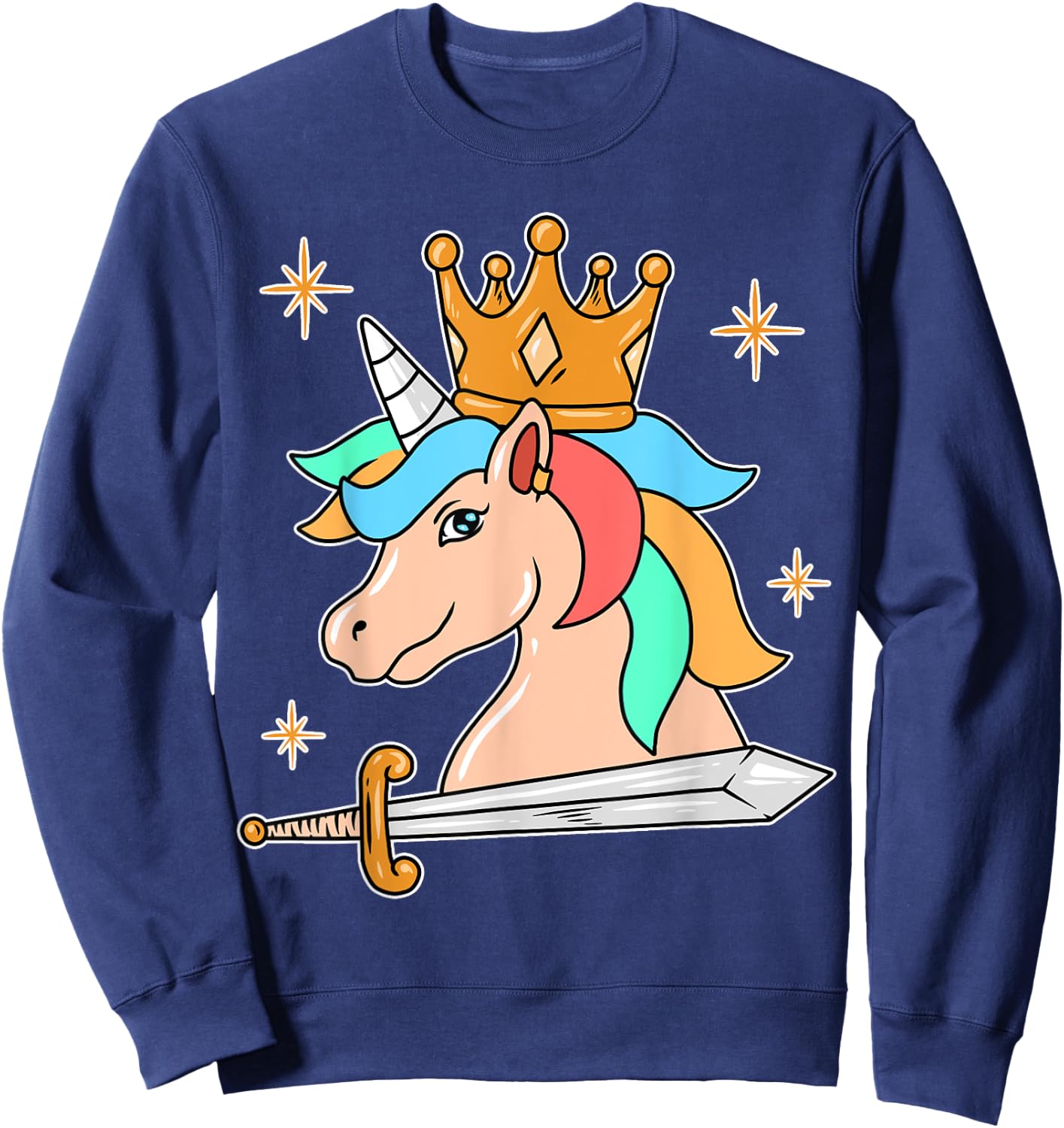 Sword Cute Unicorn Sweatshirt - Sweatshirt | Navy