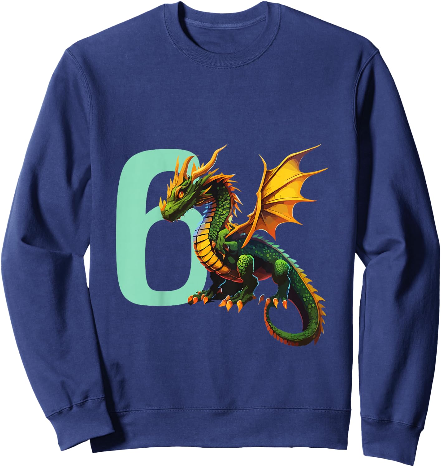 Kinder Geburtstag Drache 6 Jahre Junge Drachen Zahl Alter Sweatshirt - Sweatshirt | Navy