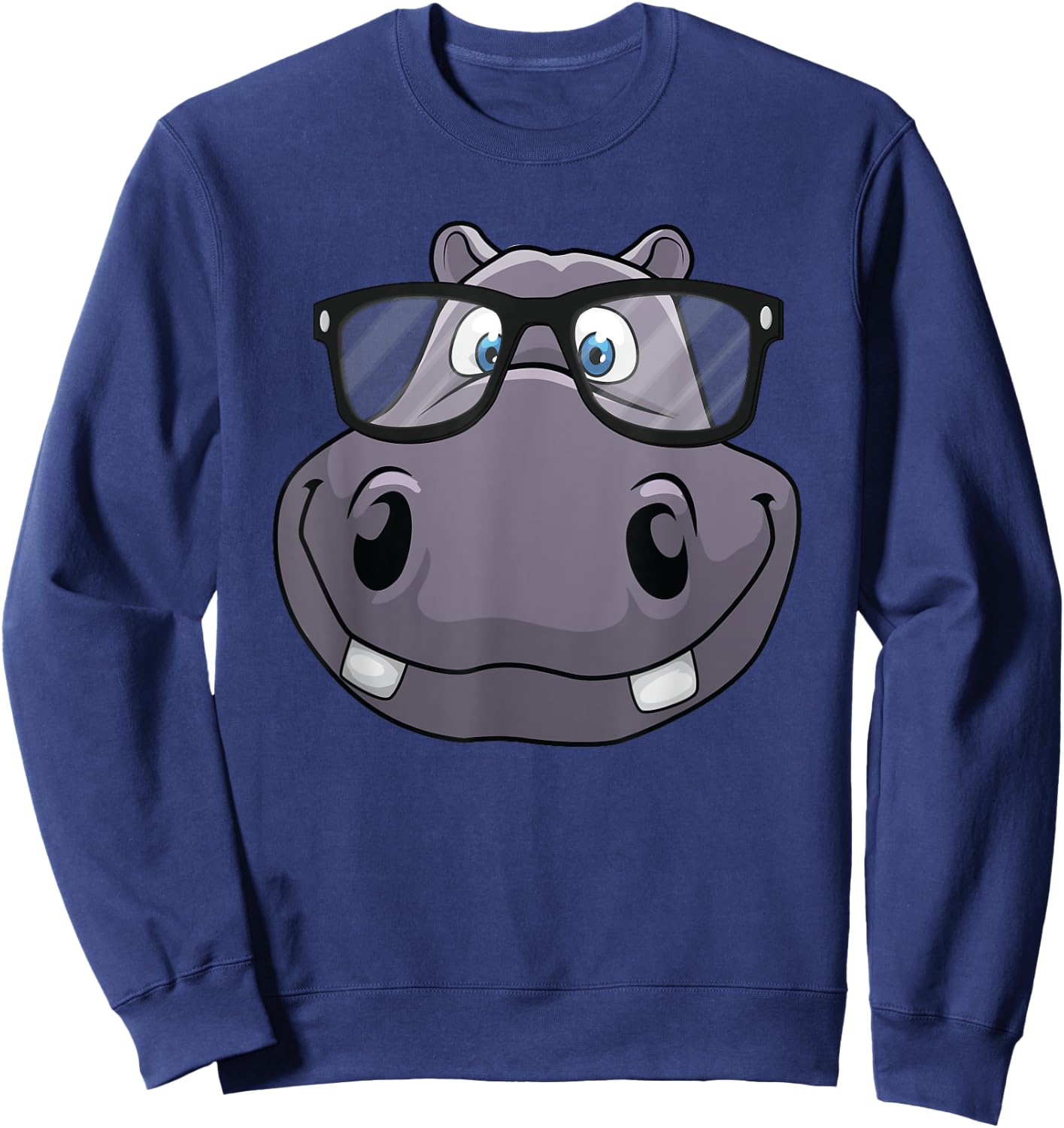 Cool Hippo Women Toddler Reading Hippopotamus Zoo Sweatshirt - Sweatshirt | Navy